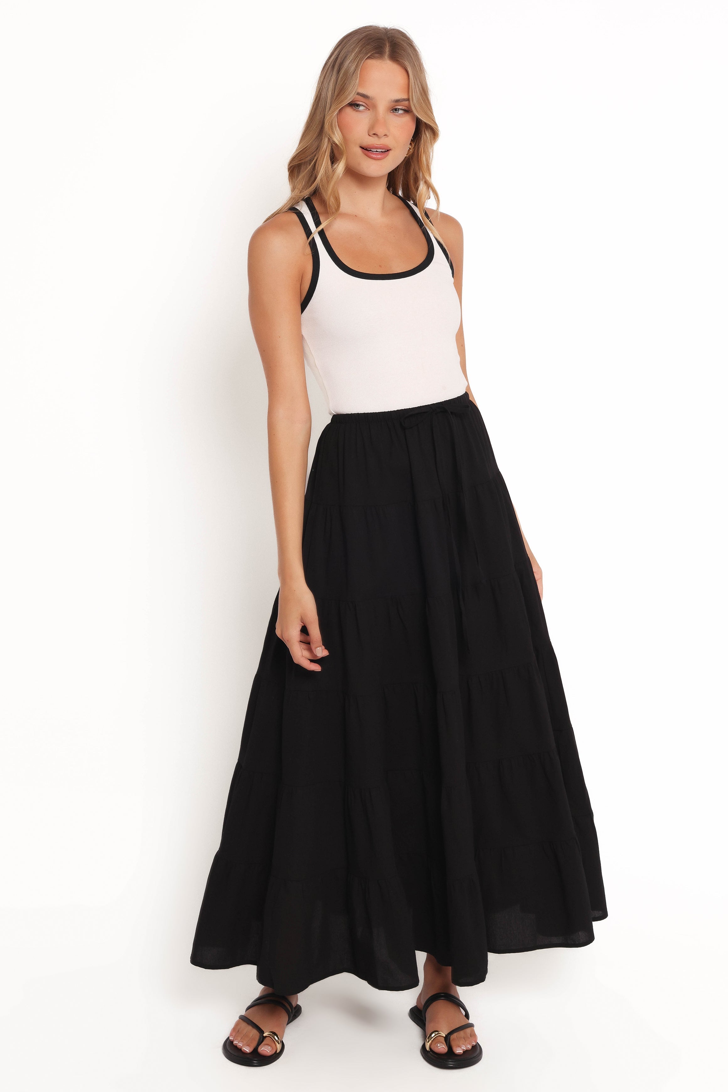 Petal and Pup USA BOTTOMS Archy Tiered Maxi Skirt - Black