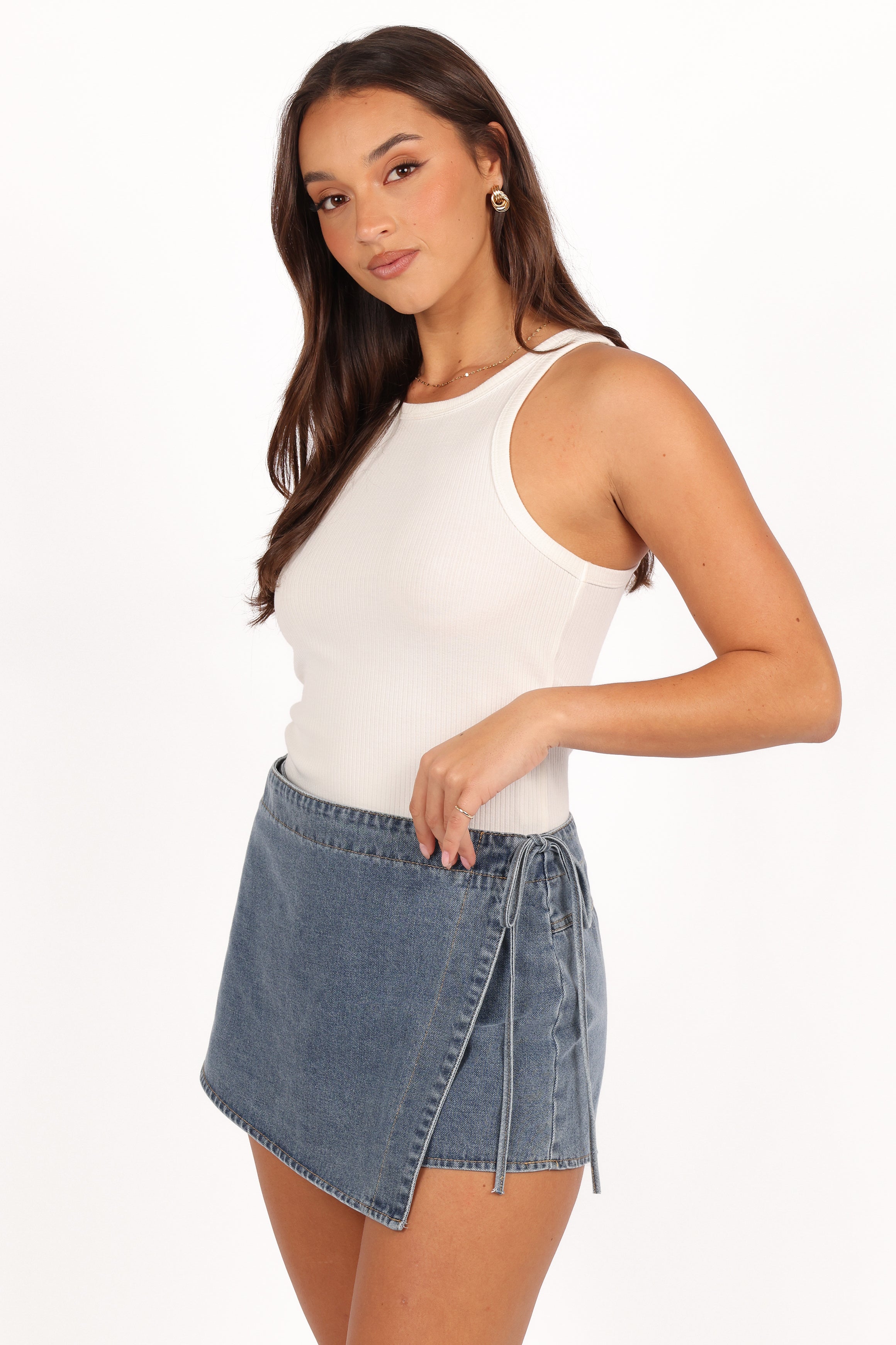 Petal and Pup USA BOTTOMS Ashton Denim Skort - Medium Wash