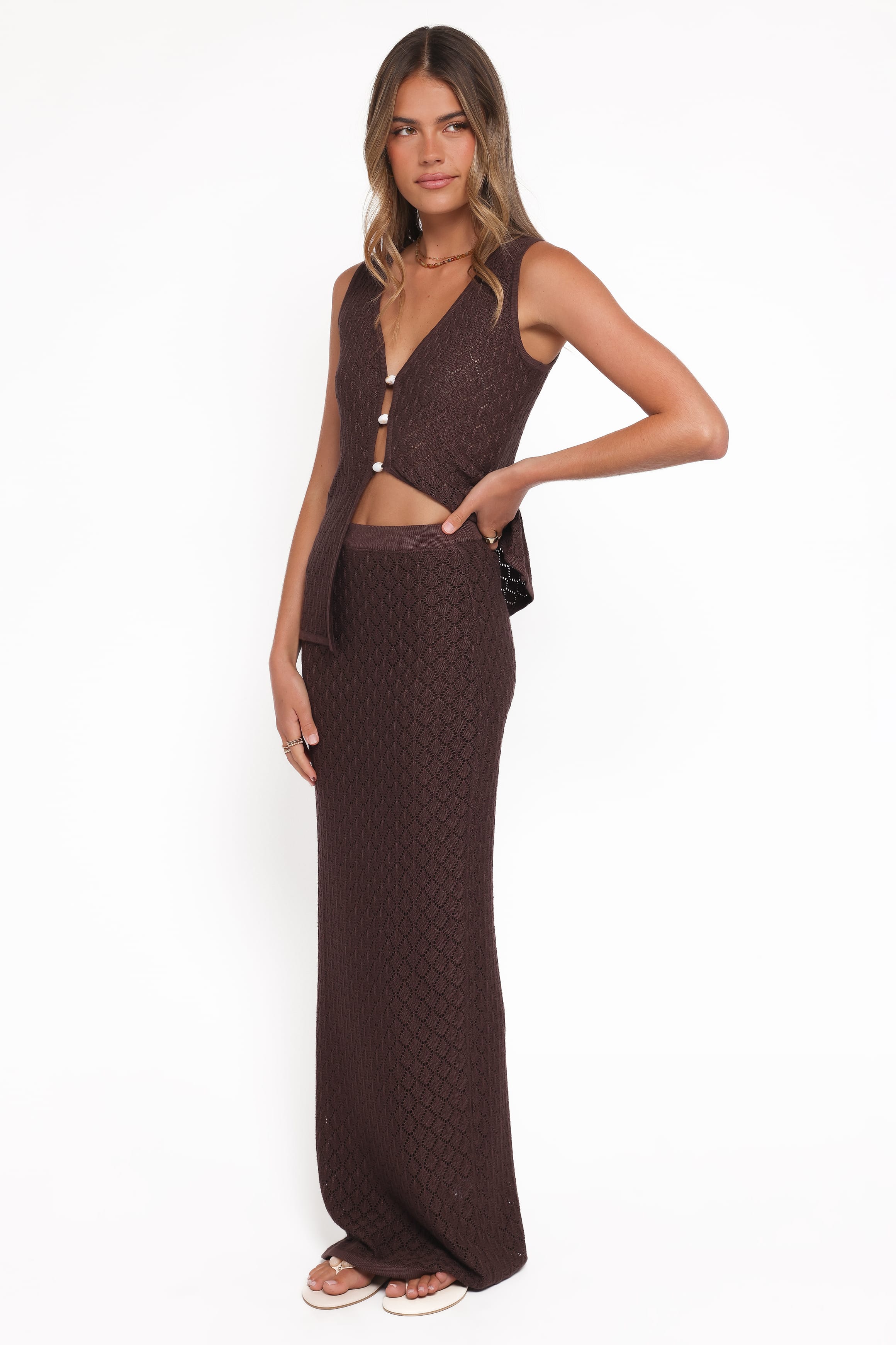 Petal and Pup USA BOTTOMS Asplie Knit Maxi Skirt - Espresso
