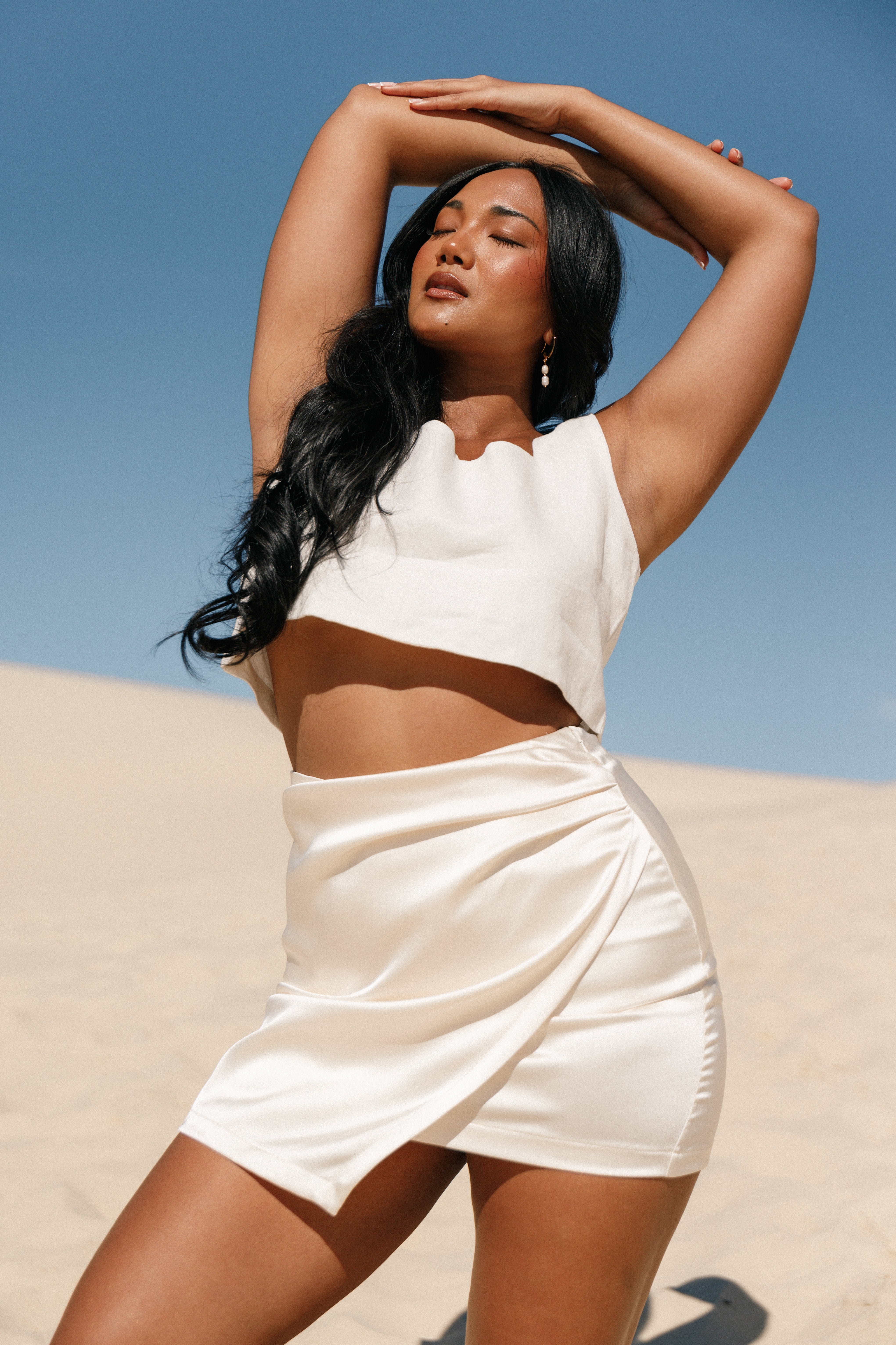 Petal and Pup USA BOTTOMS Astrid Ruched Skort - Cloud White