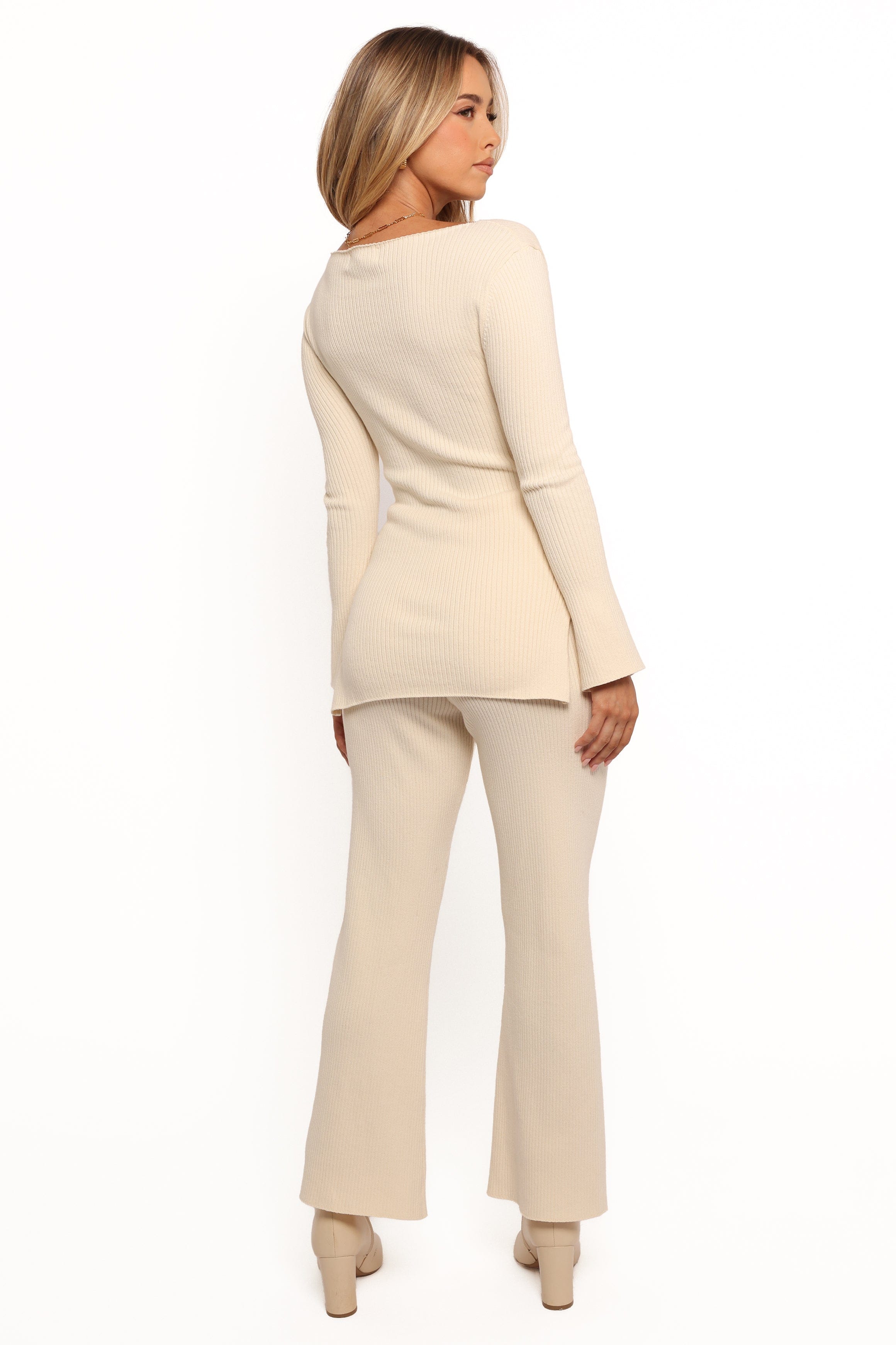Petal and Pup USA BOTTOMS Beeba Ribbed Knit Pants - Cream