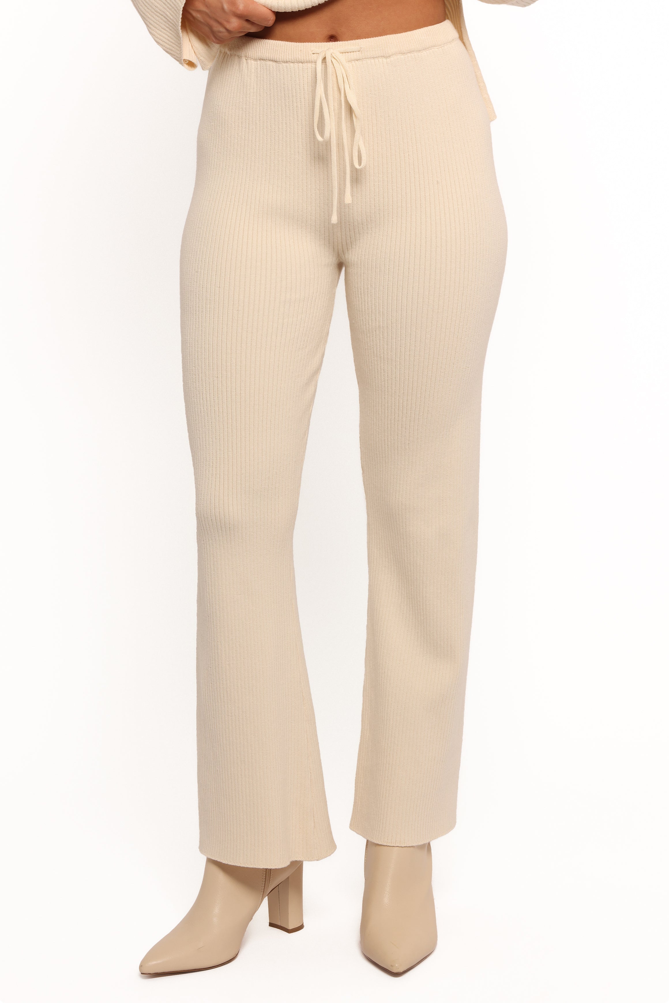 Petal and Pup USA BOTTOMS Beeba Ribbed Knit Pants - Cream