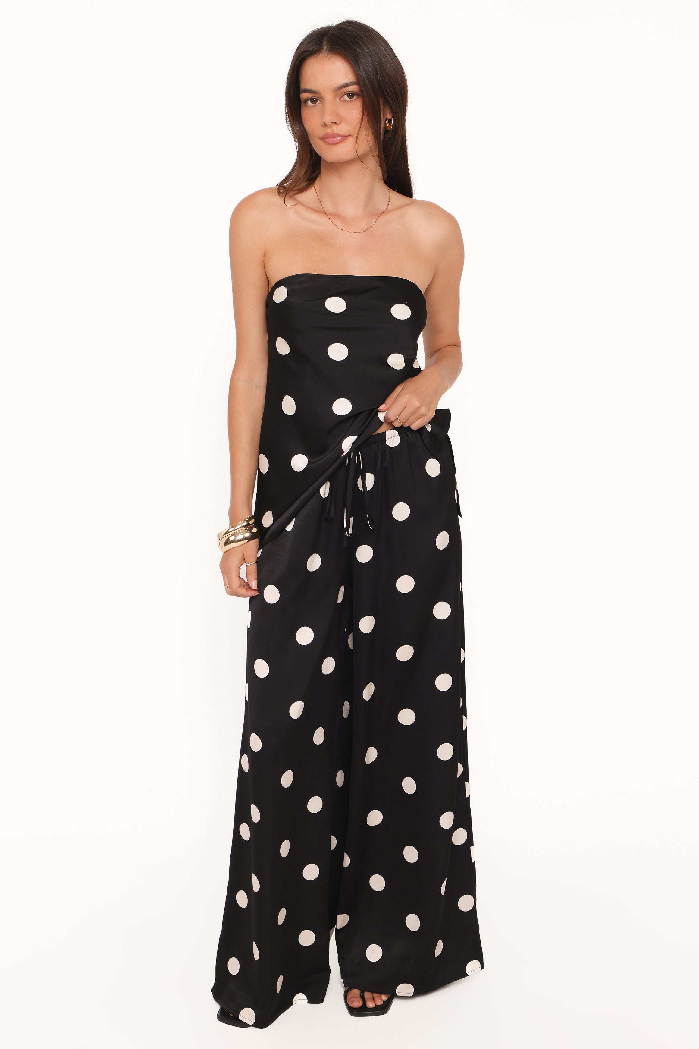 Petal and Pup USA BOTTOMS Belinda Drawstring Pant - Black/Cream