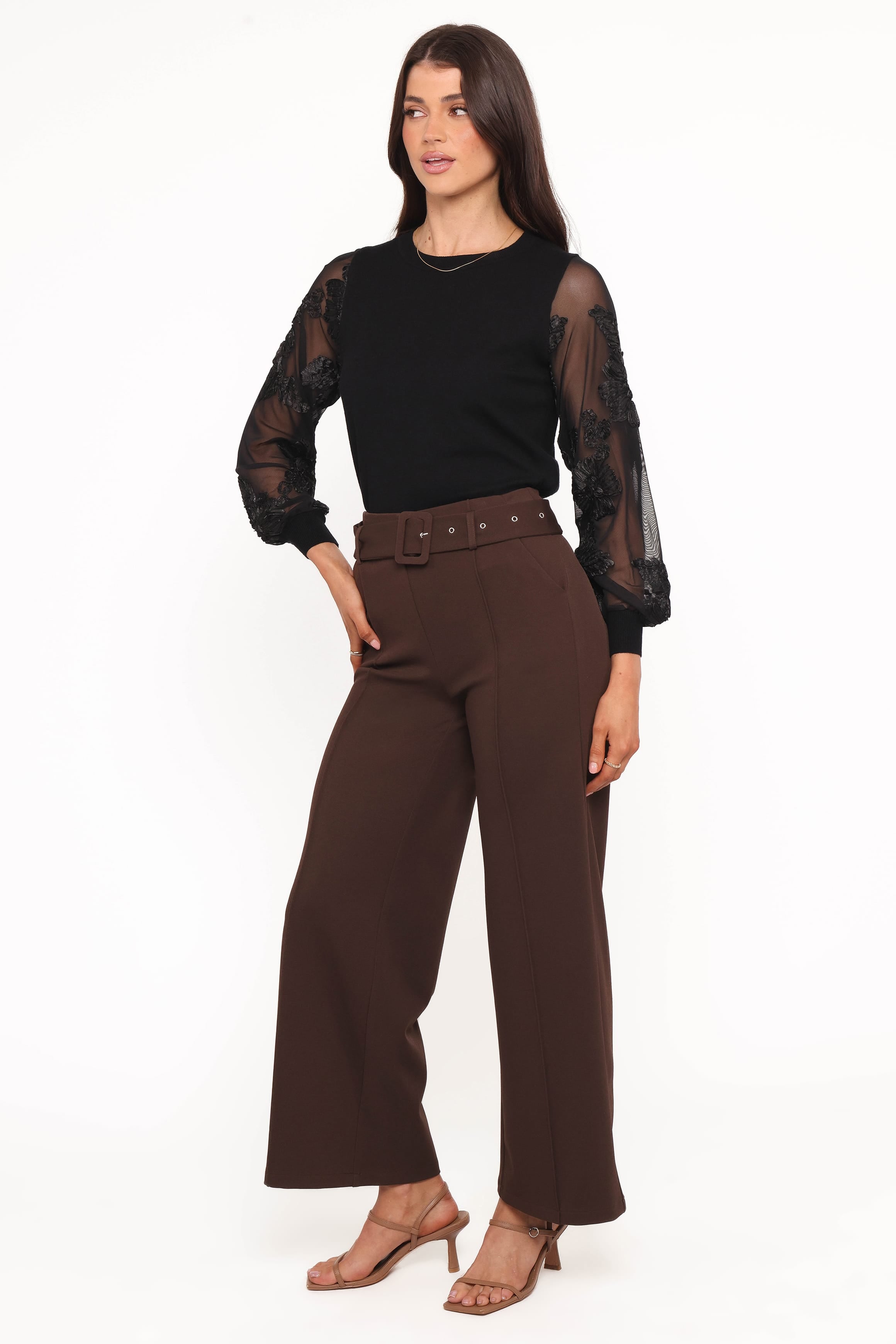 Petal and Pup USA BOTTOMS Benton Belted Pant - Brown