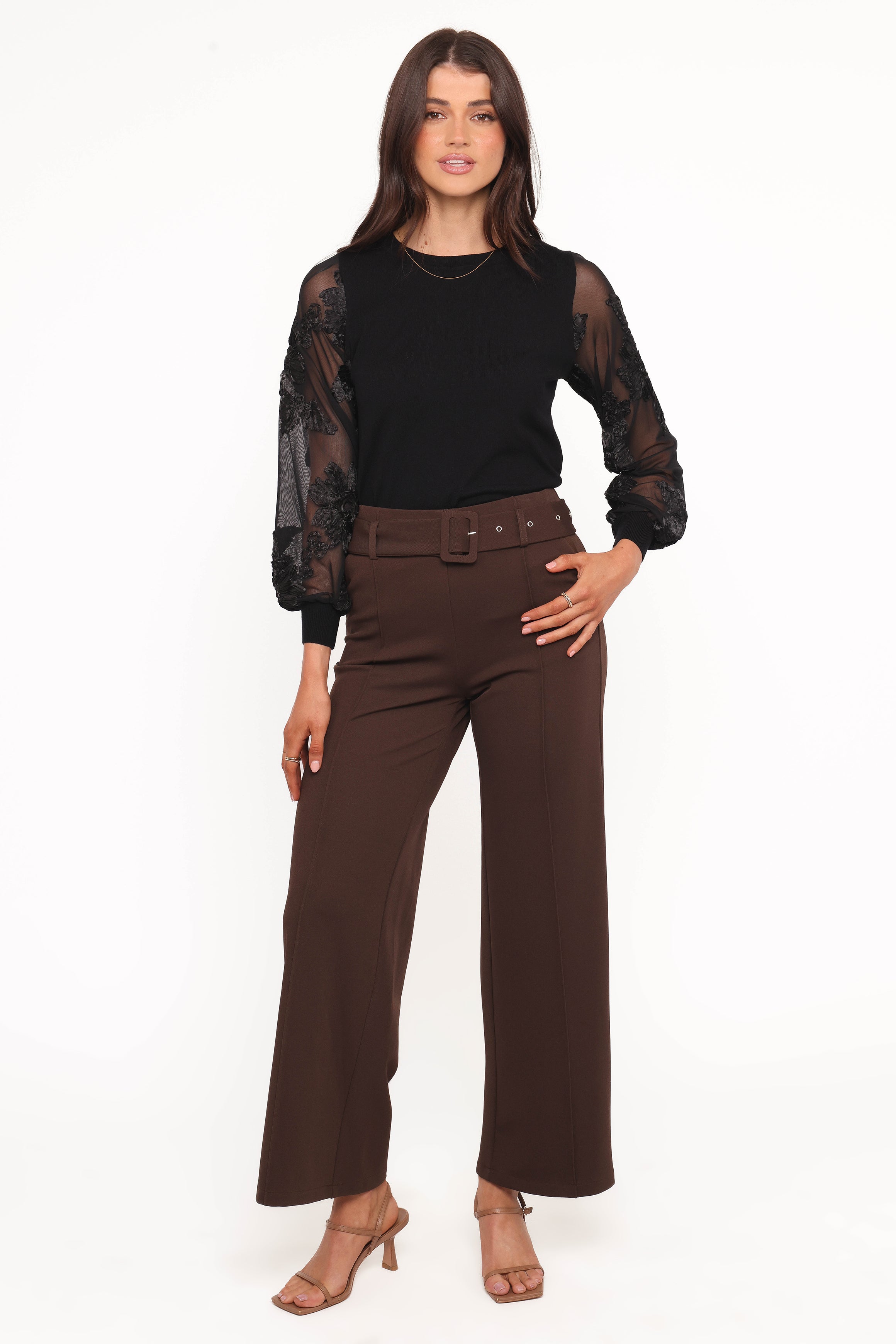 Petal and Pup USA BOTTOMS Benton Belted Pant - Brown