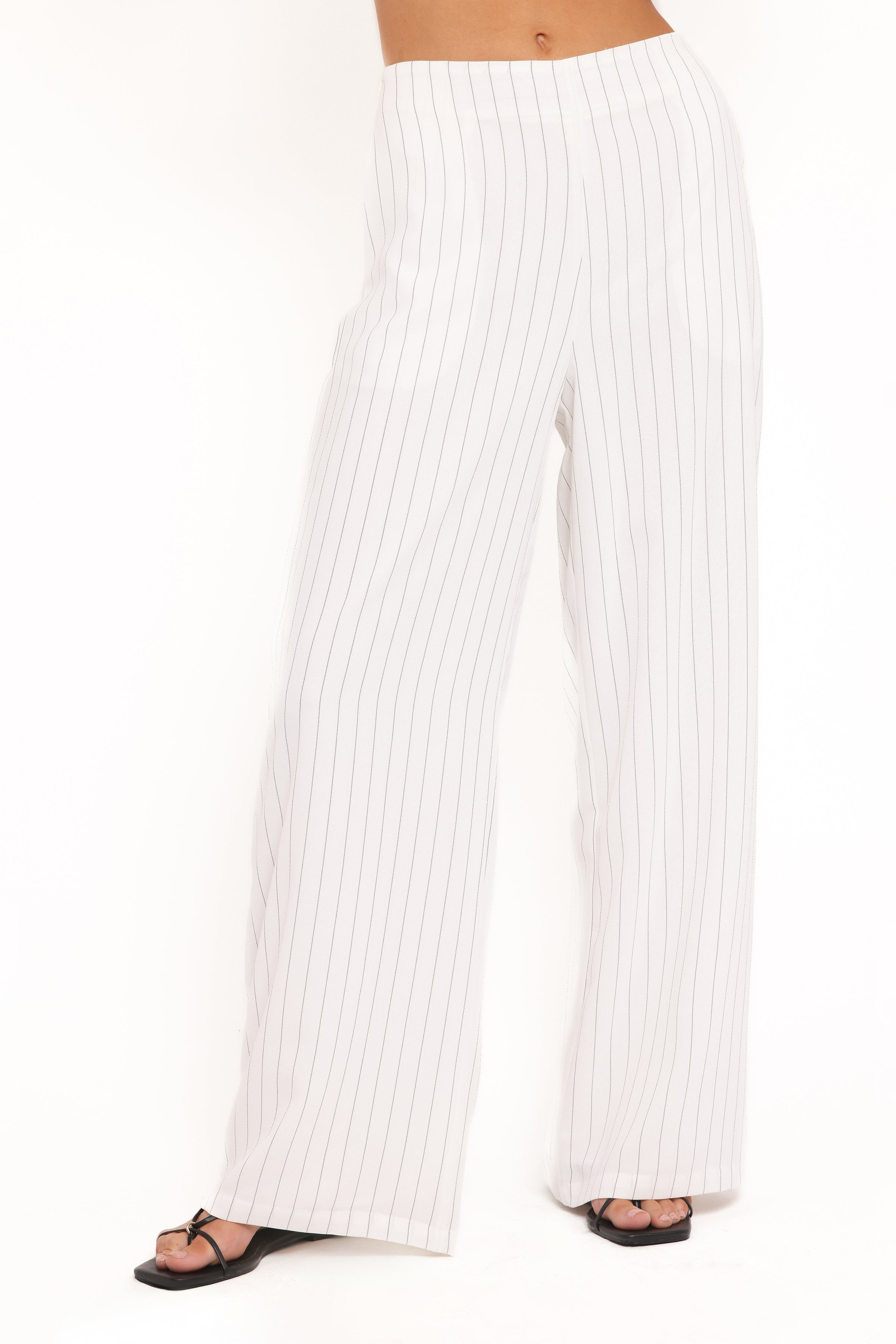 Petal and Pup USA BOTTOMS Blakely Wide Leg Pant - White Pinstripe