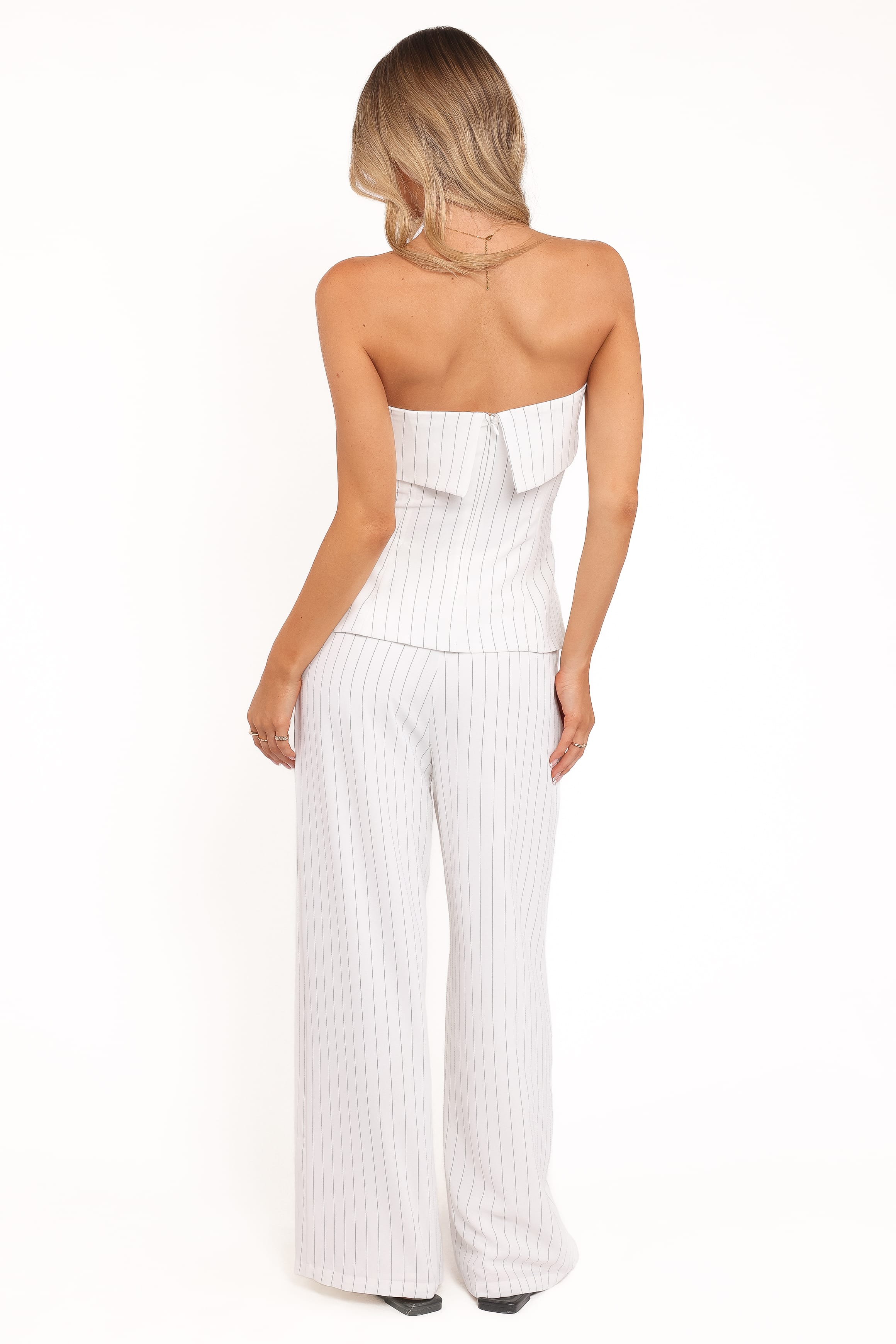 Petal and Pup USA BOTTOMS Blakely Wide Leg Pant - White Pinstripe