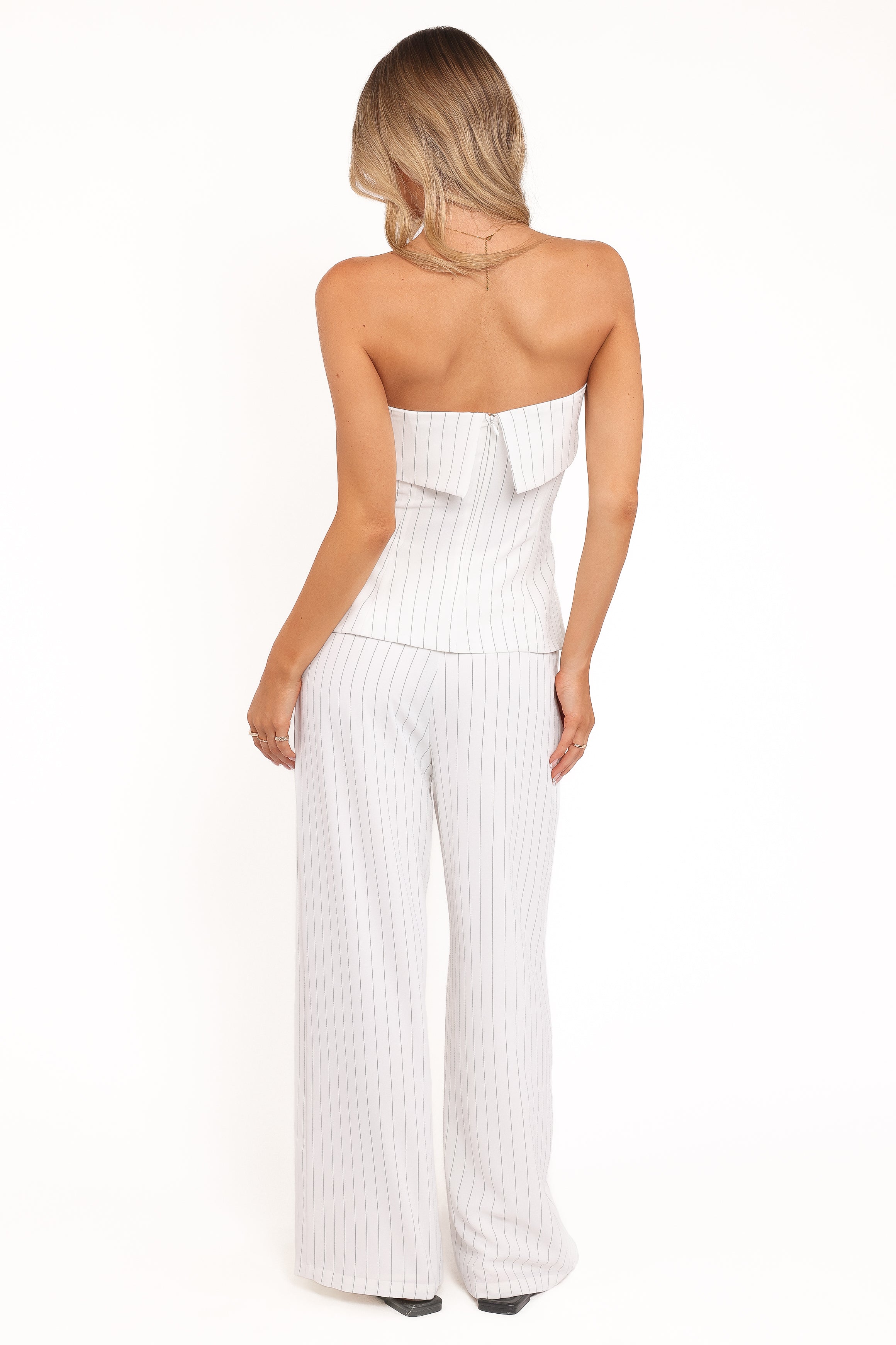 Petal and Pup USA BOTTOMS Blakely Wide Leg Pant - White Pinstripe