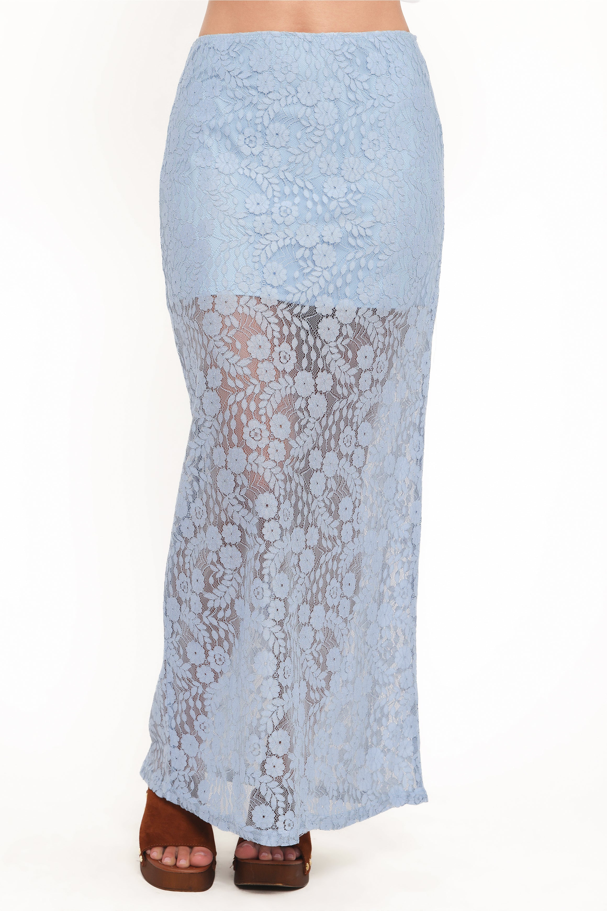 Petal and Pup USA BOTTOMS Brittany Lace Maxi Skirt - Blue
