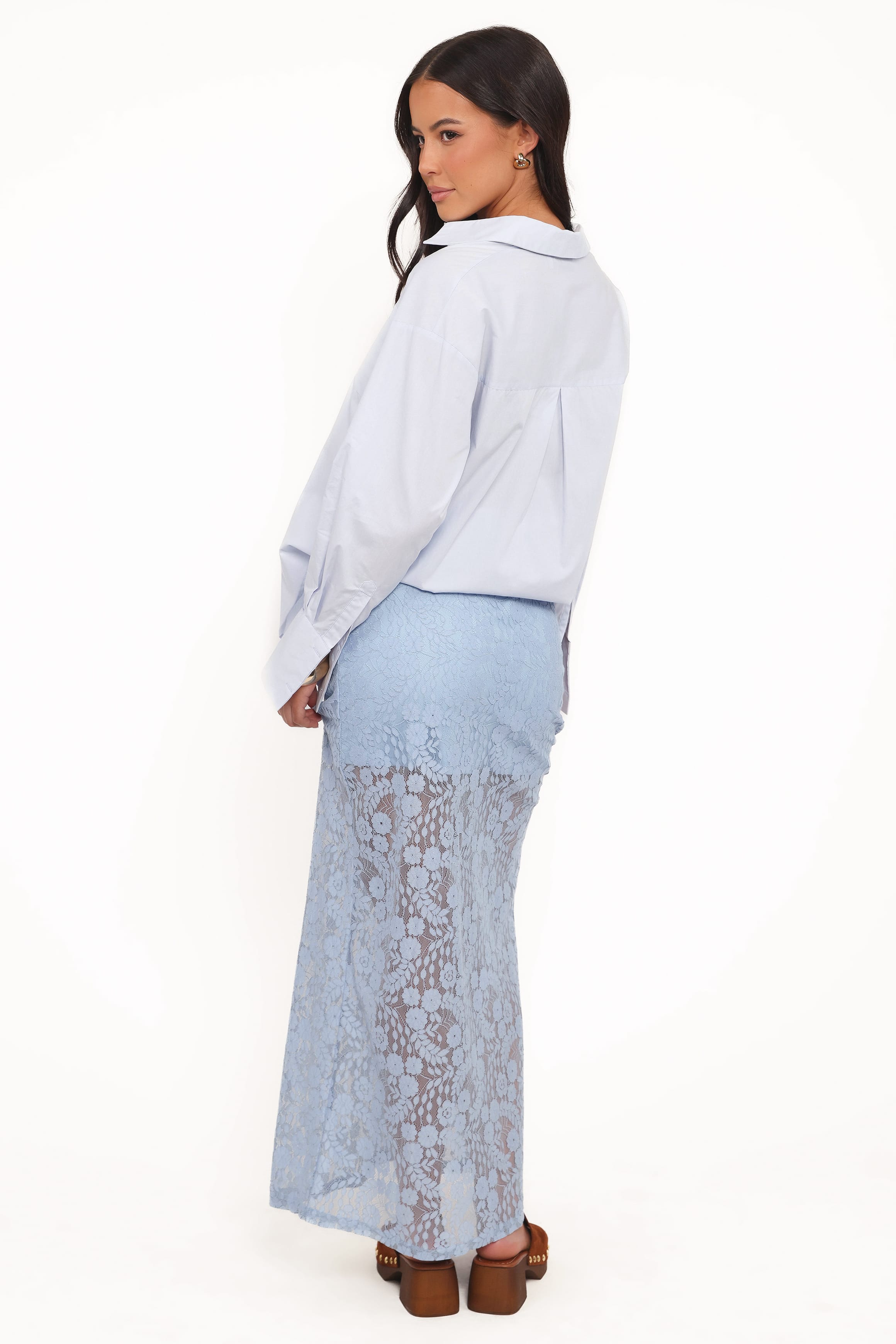 Petal and Pup USA BOTTOMS Brittany Lace Maxi Skirt - Blue