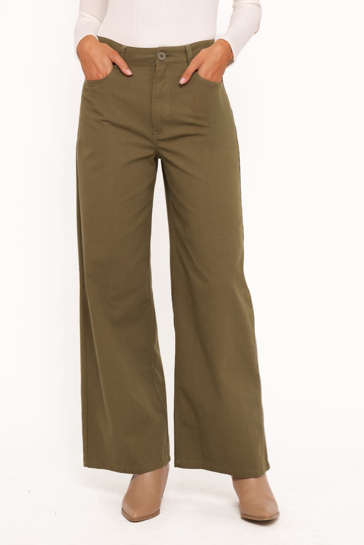 Petal and Pup USA BOTTOMS Brynn Straight Leg Pants - Khaki
