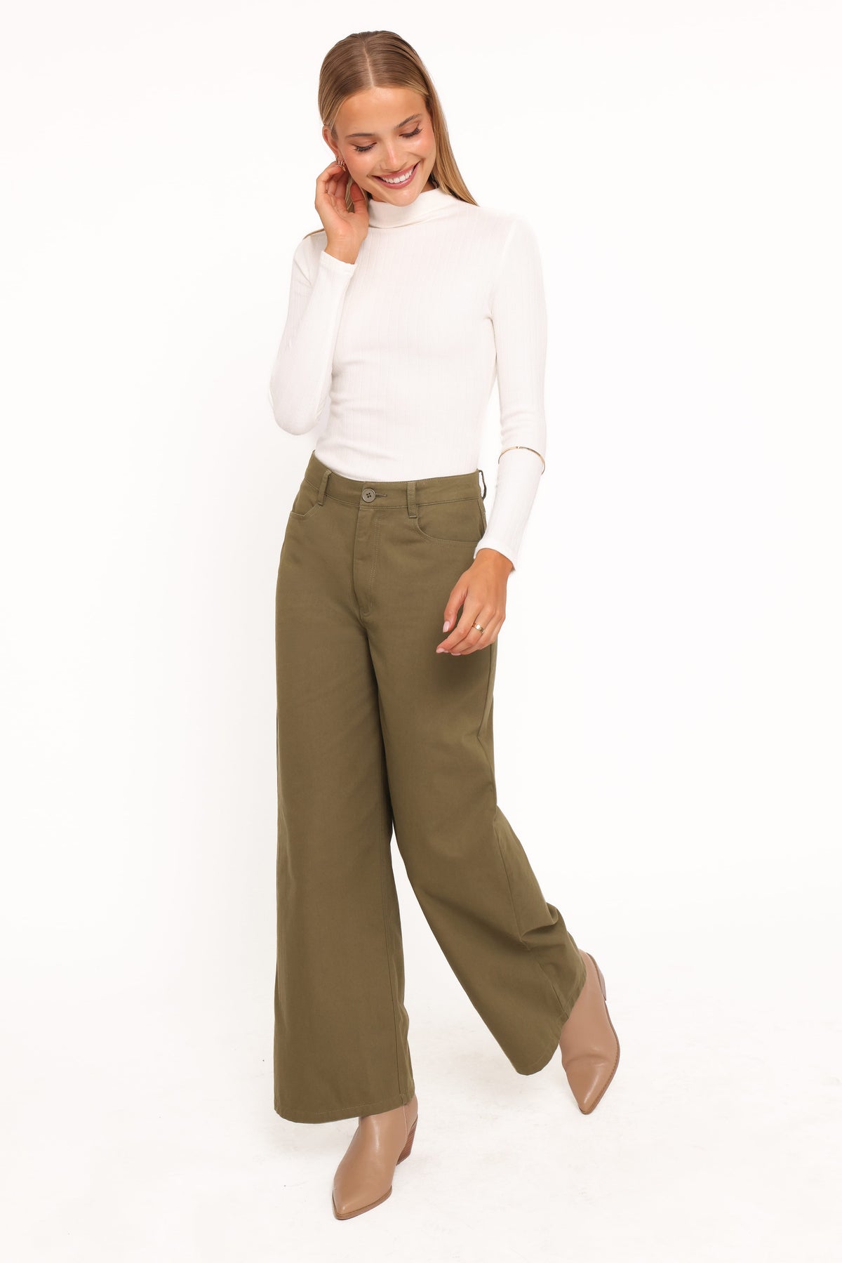 Petal and Pup USA BOTTOMS Brynn Straight Leg Pants - Khaki