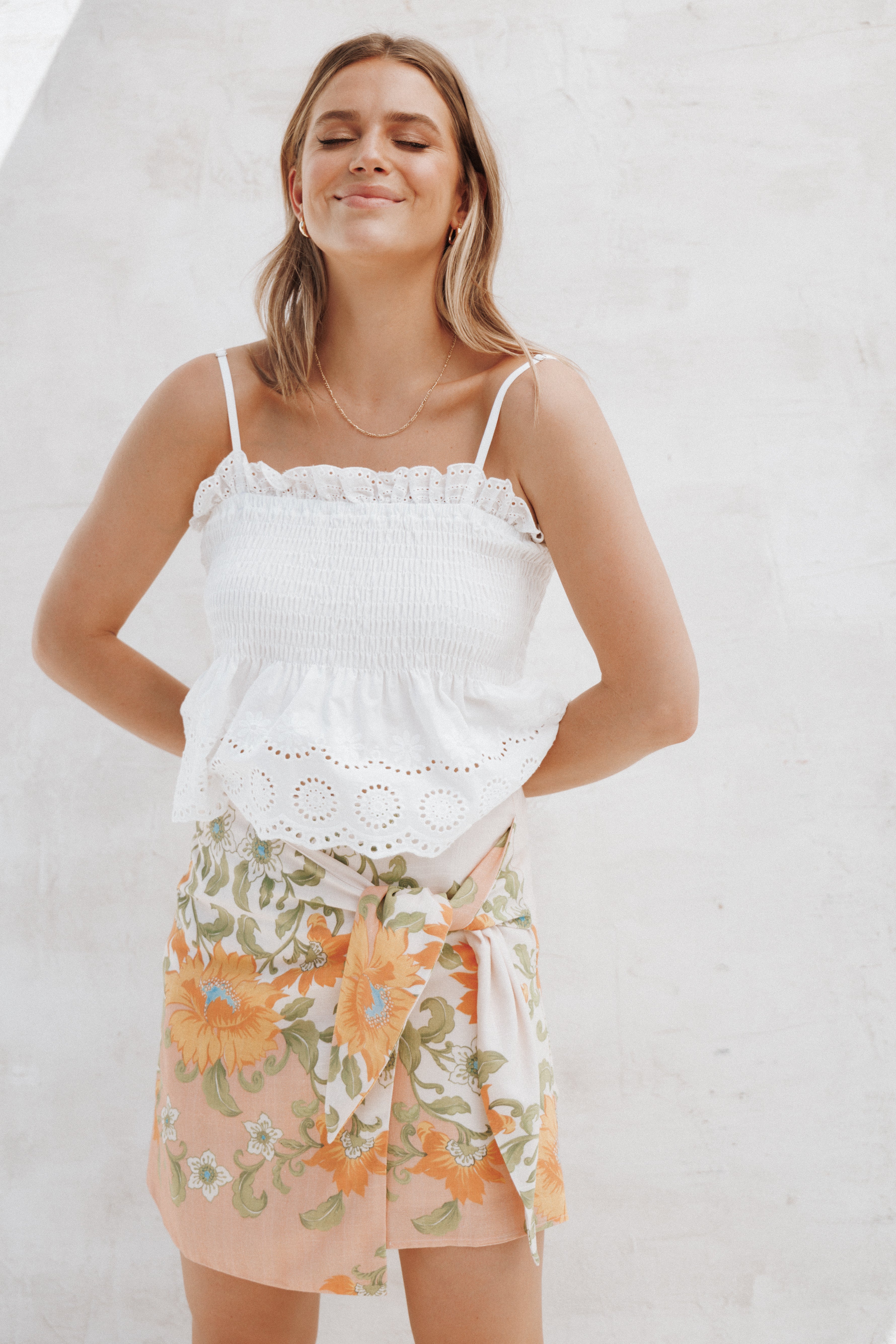 Petal and Pup USA BOTTOMS Calypso Wrap Mini Skirt - Yellow Spring Floral