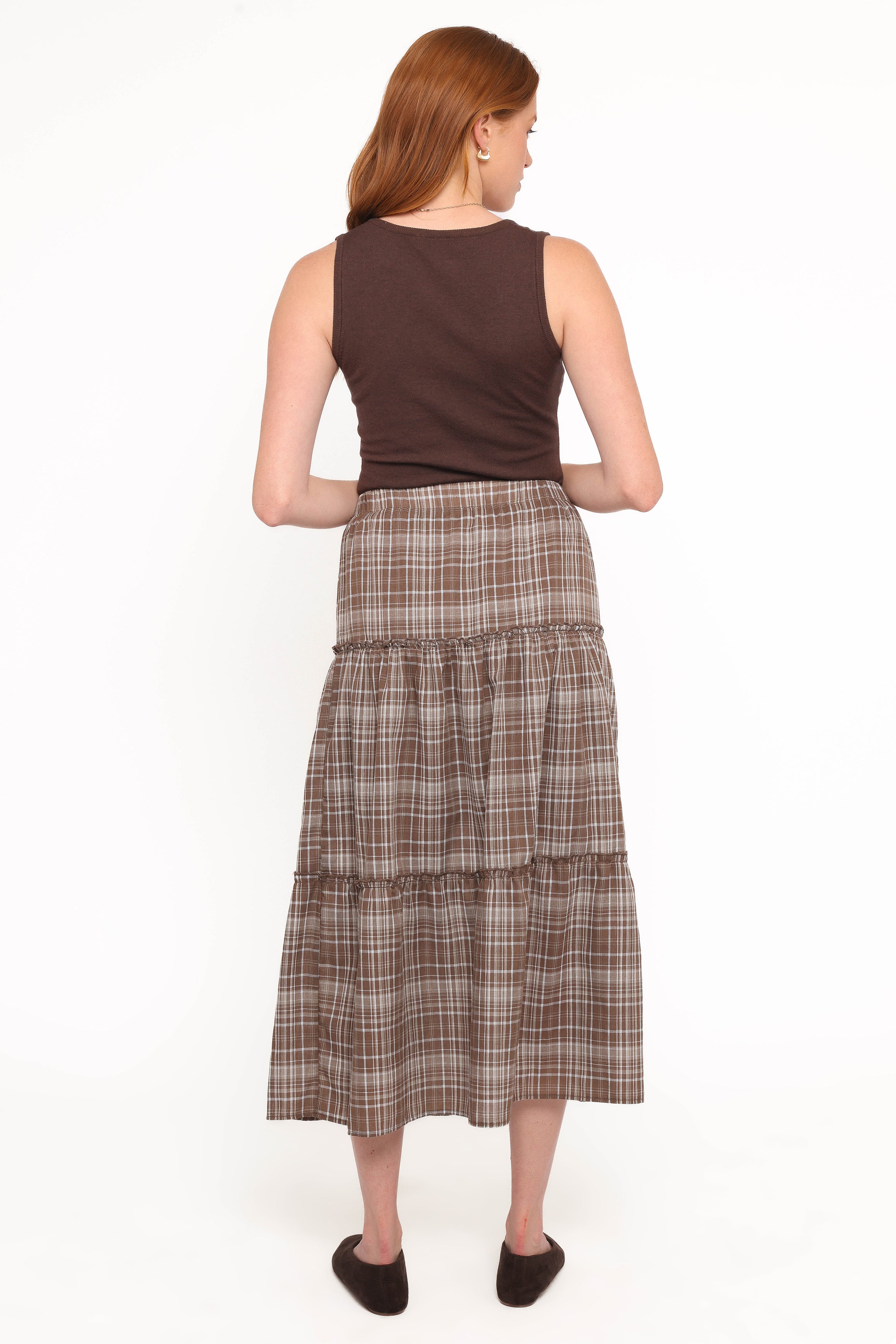 Petal and Pup USA BOTTOMS Campbell Tiered Maxi Skirt - Juno Check