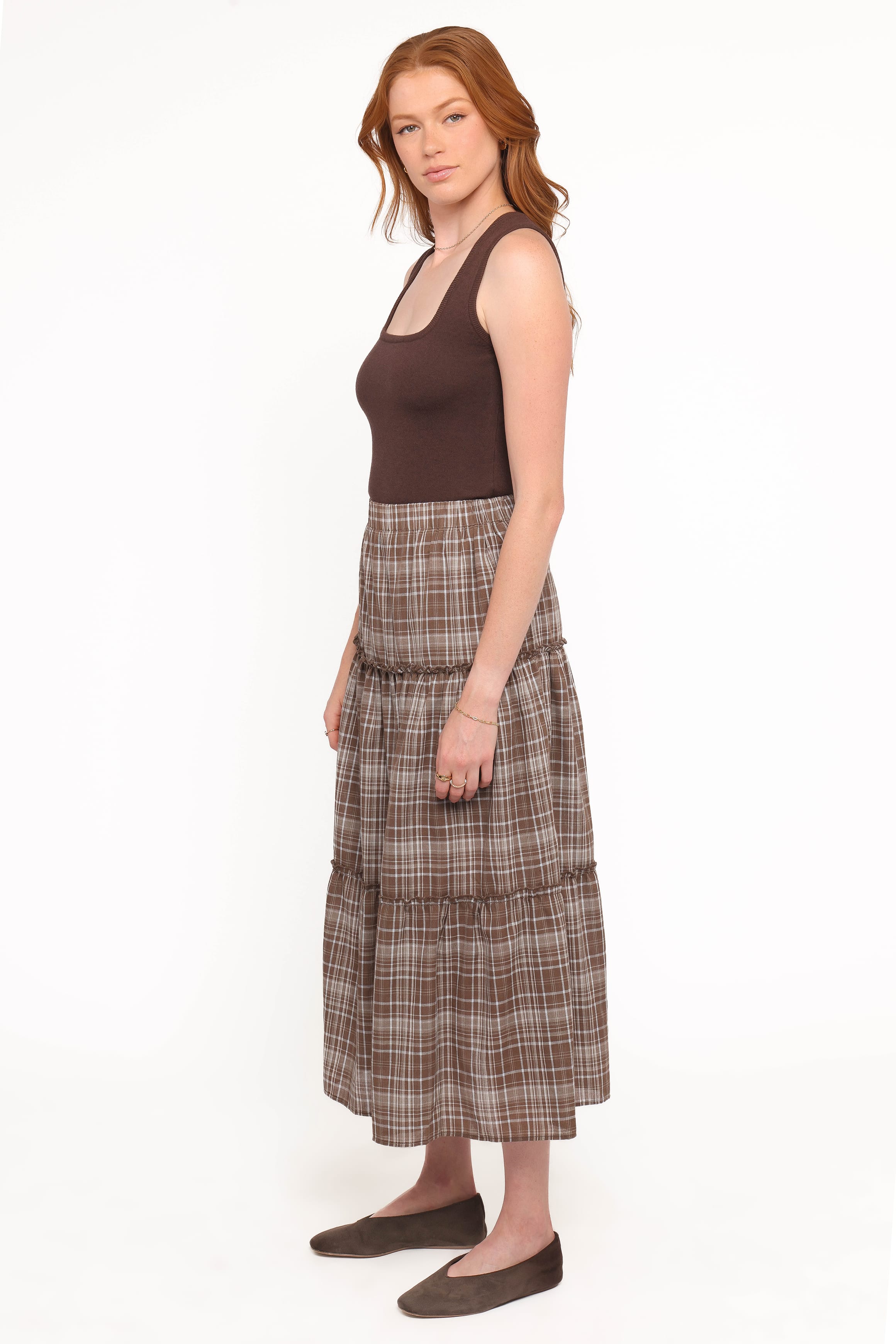 Petal and Pup USA BOTTOMS Campbell Tiered Maxi Skirt - Juno Check