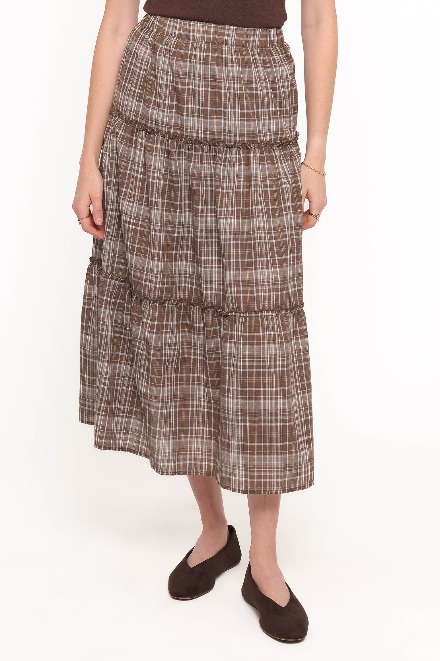Petal and Pup USA BOTTOMS Campbell Tiered Maxi Skirt - Juno Check