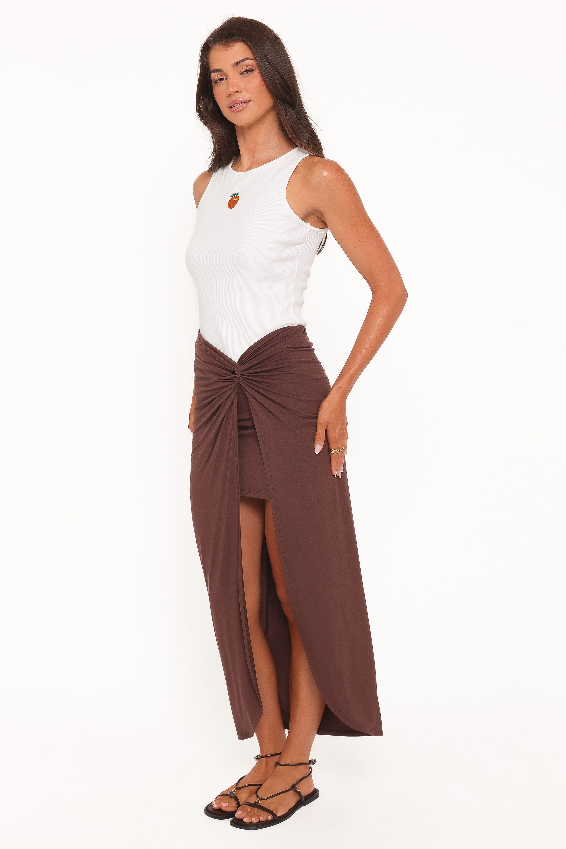Petal and Pup USA BOTTOMS Cassandra Sarong Skirt - Dark Brown
