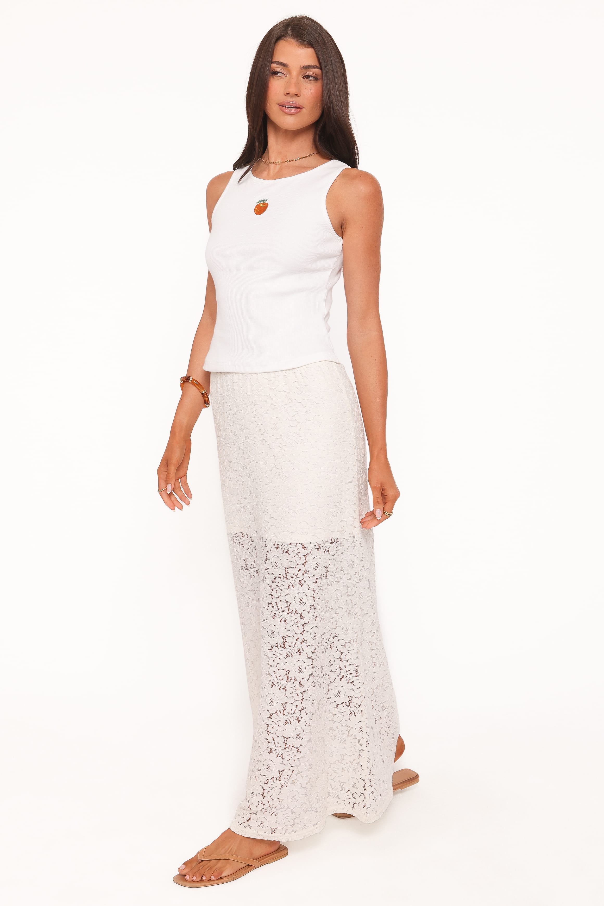 Petal and Pup USA BOTTOMS Cassie Lace Maxi Skirt - Cream