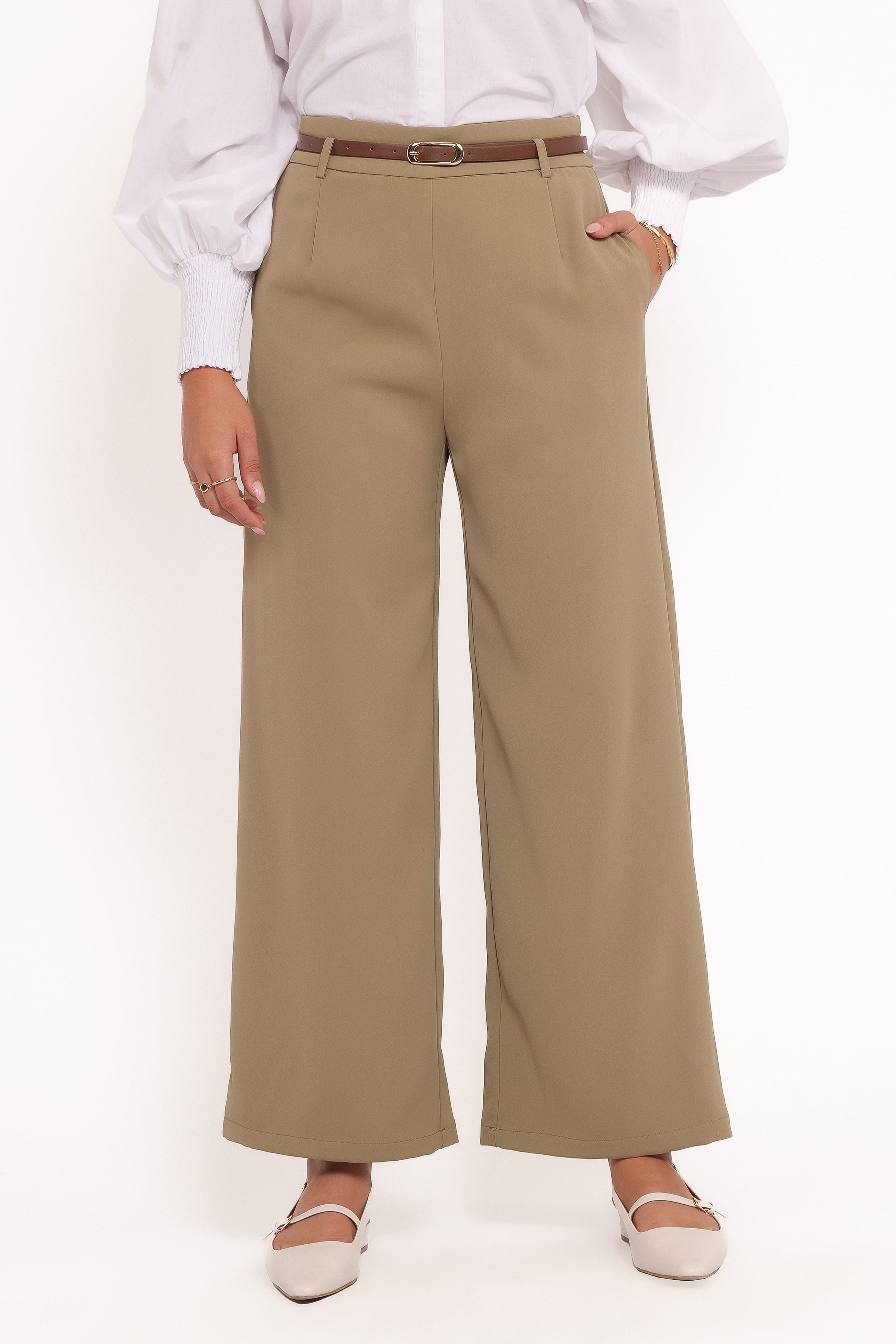 Petal and Pup USA BOTTOMS Ceres Belted Wide Leg Pant - Olive