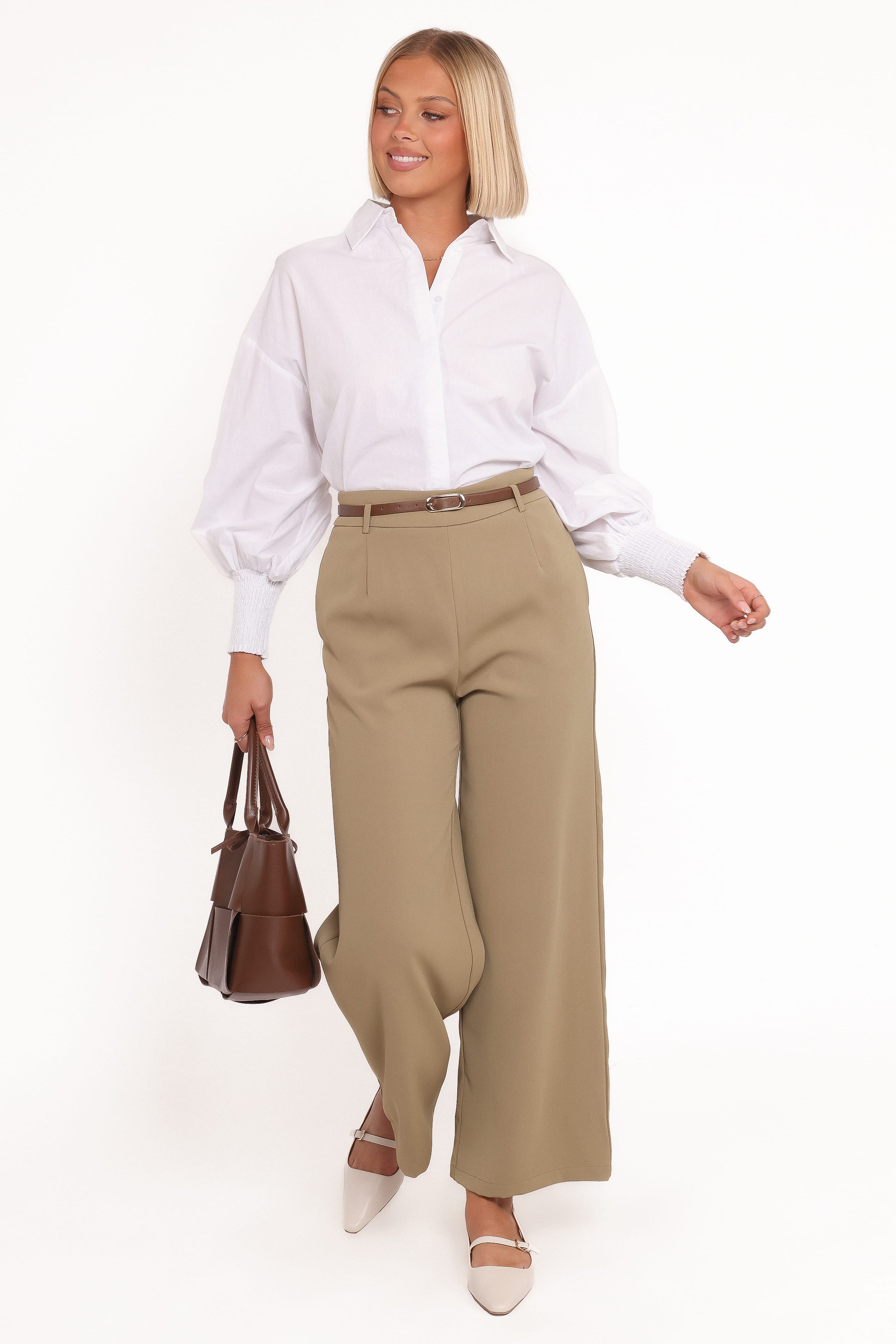 Petal and Pup USA BOTTOMS Ceres Belted Wide Leg Pant - Olive