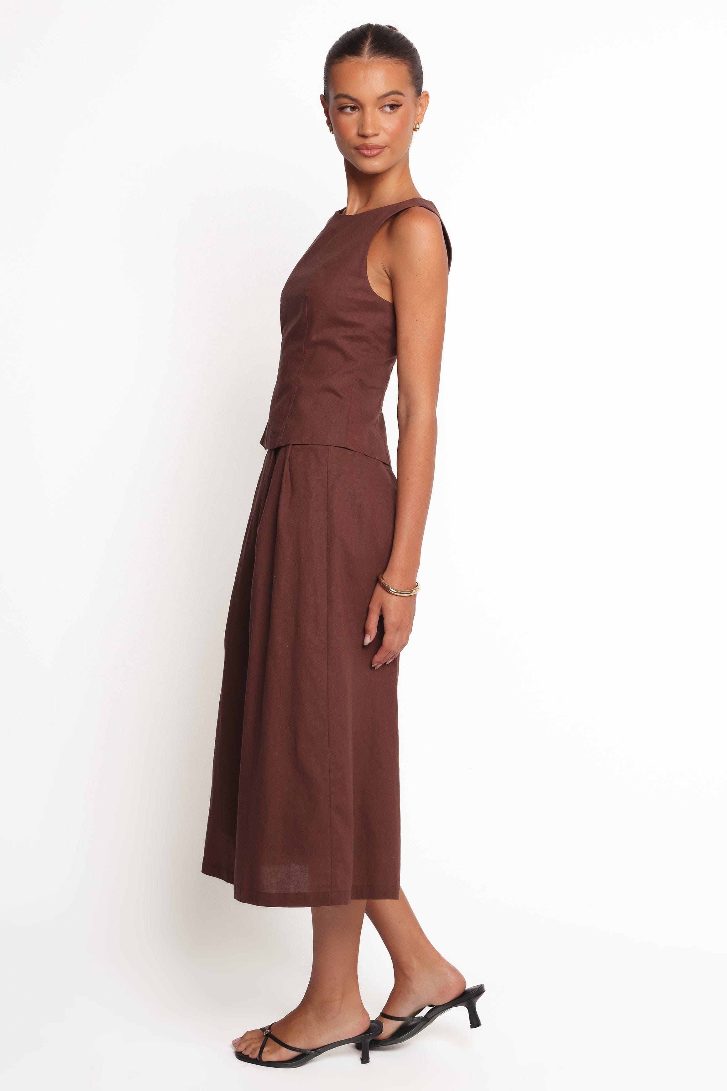 Petal and Pup USA BOTTOMS Chiaro Midi Skirt - Brown