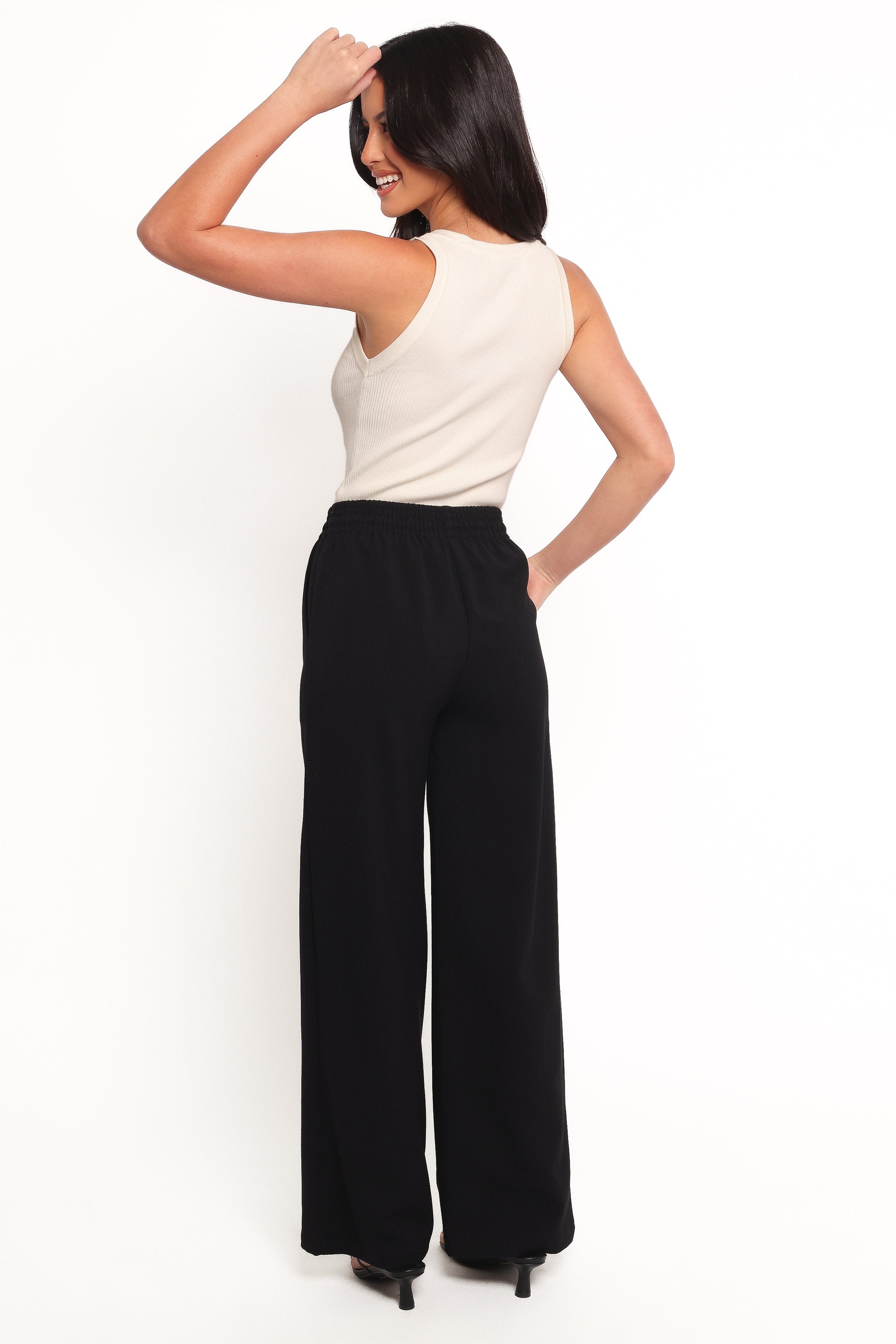 Petal and Pup USA BOTTOMS Cinch Wide Leg Crepe Pant - Black