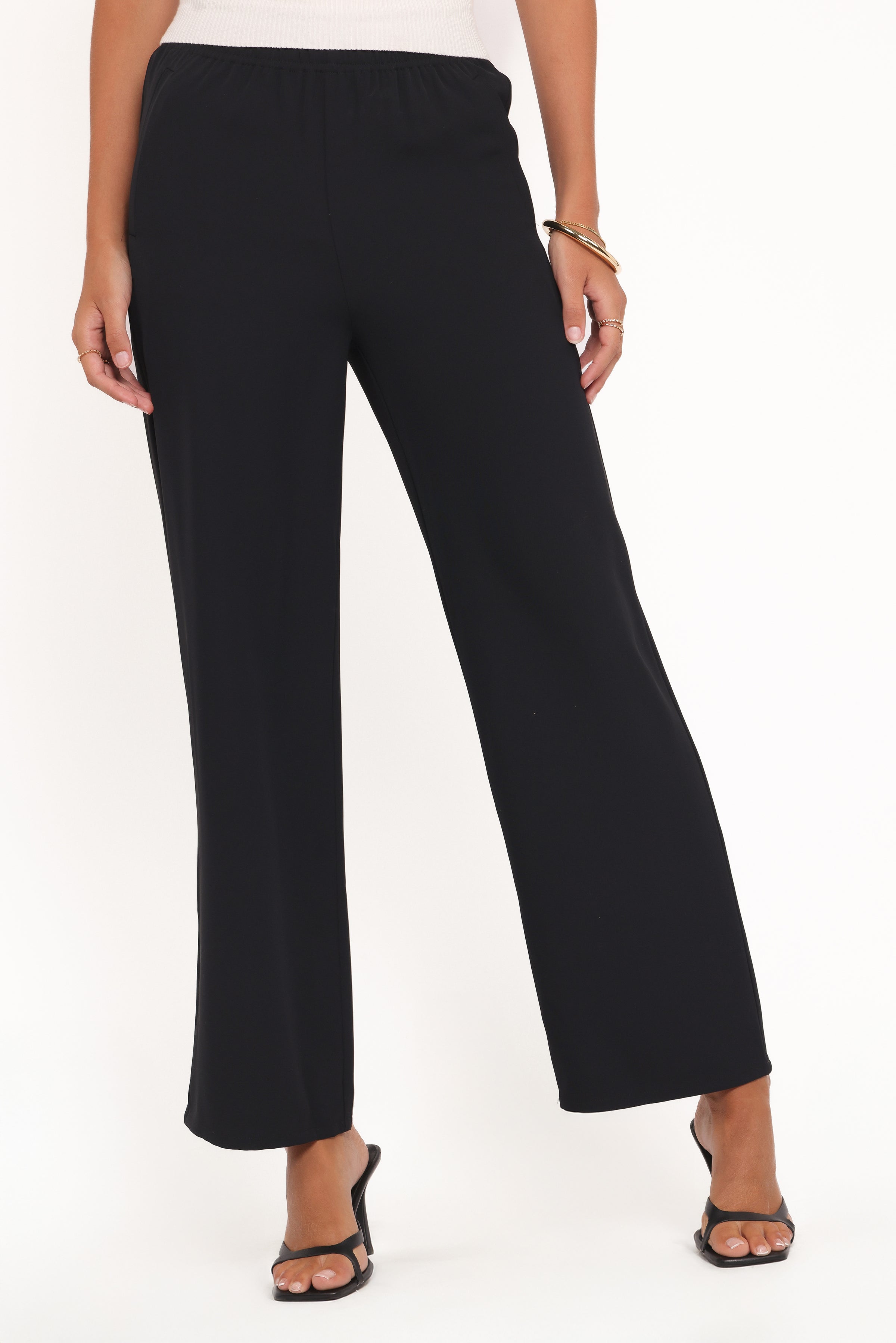 Petal and Pup USA BOTTOMS Clark Crepe Wide Leg Pant - Black