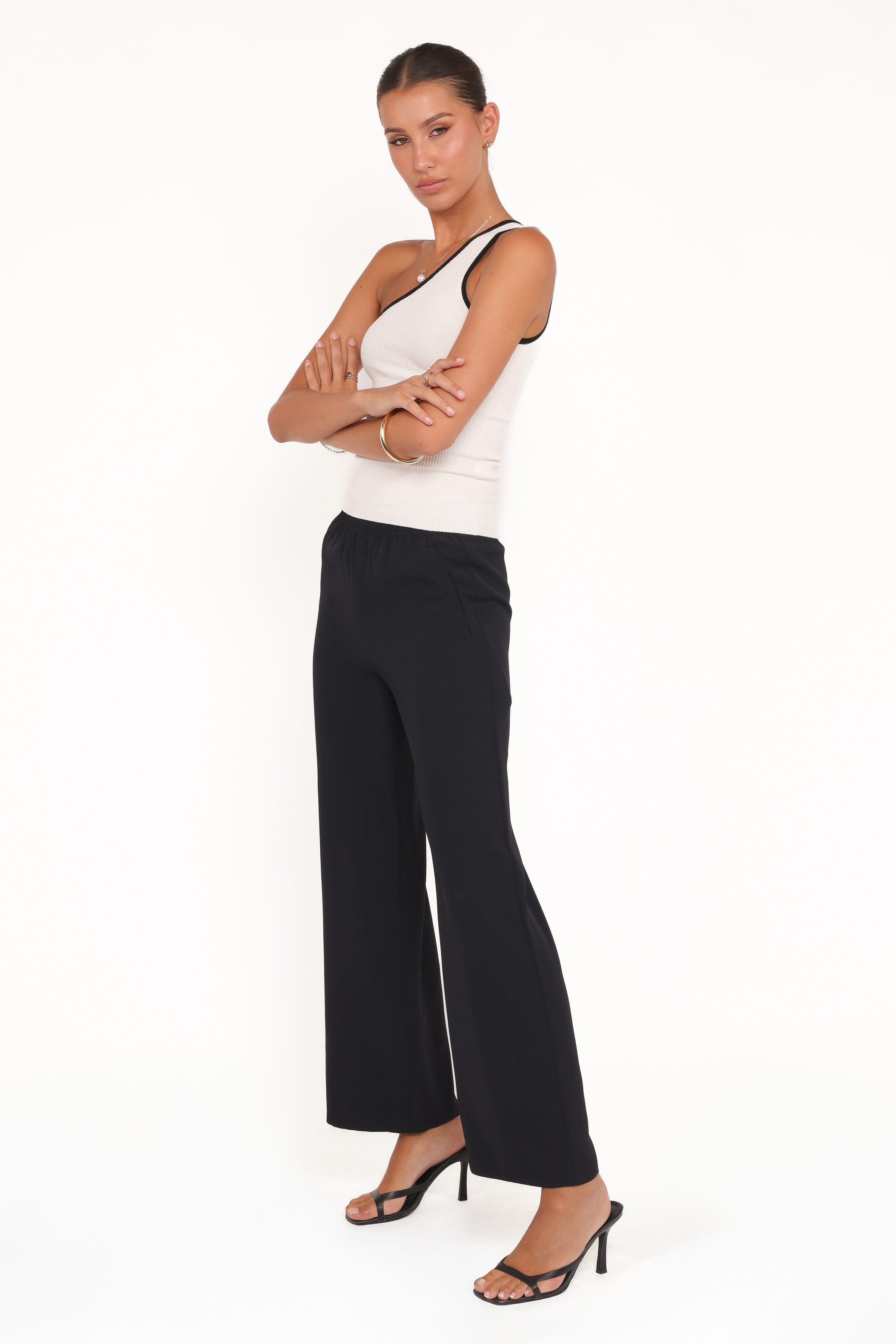 Petal and Pup USA BOTTOMS Clark Crepe Wide Leg Pant - Black
