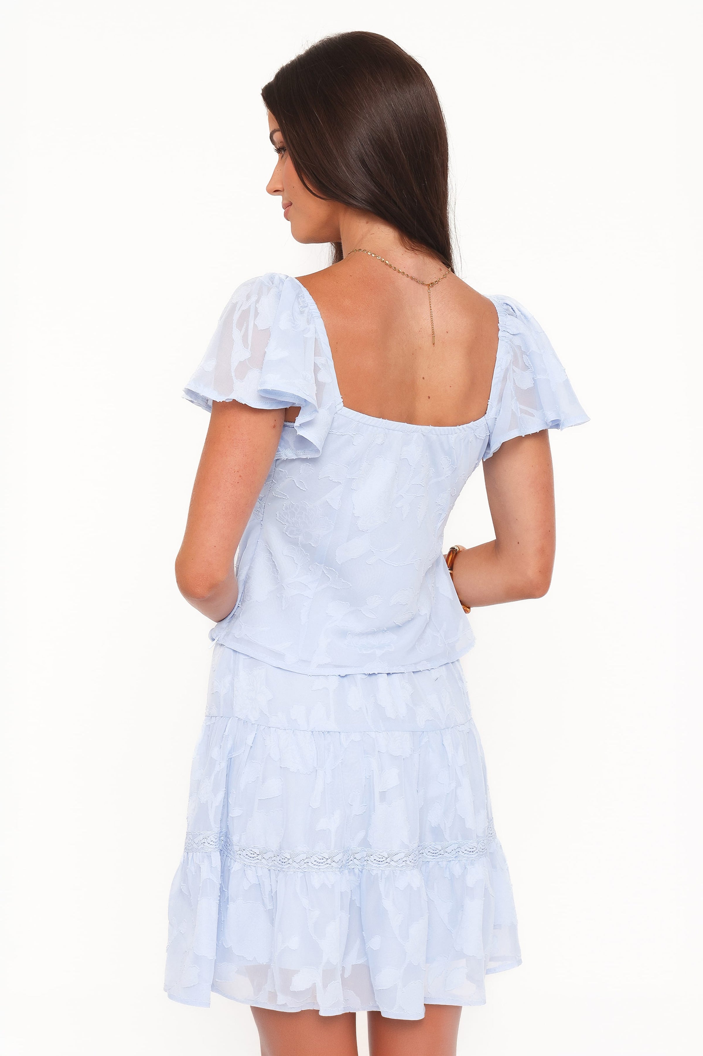 Petal and Pup USA BOTTOMS Clodagh Textured Tiered Mini Skirt - Powder Blue