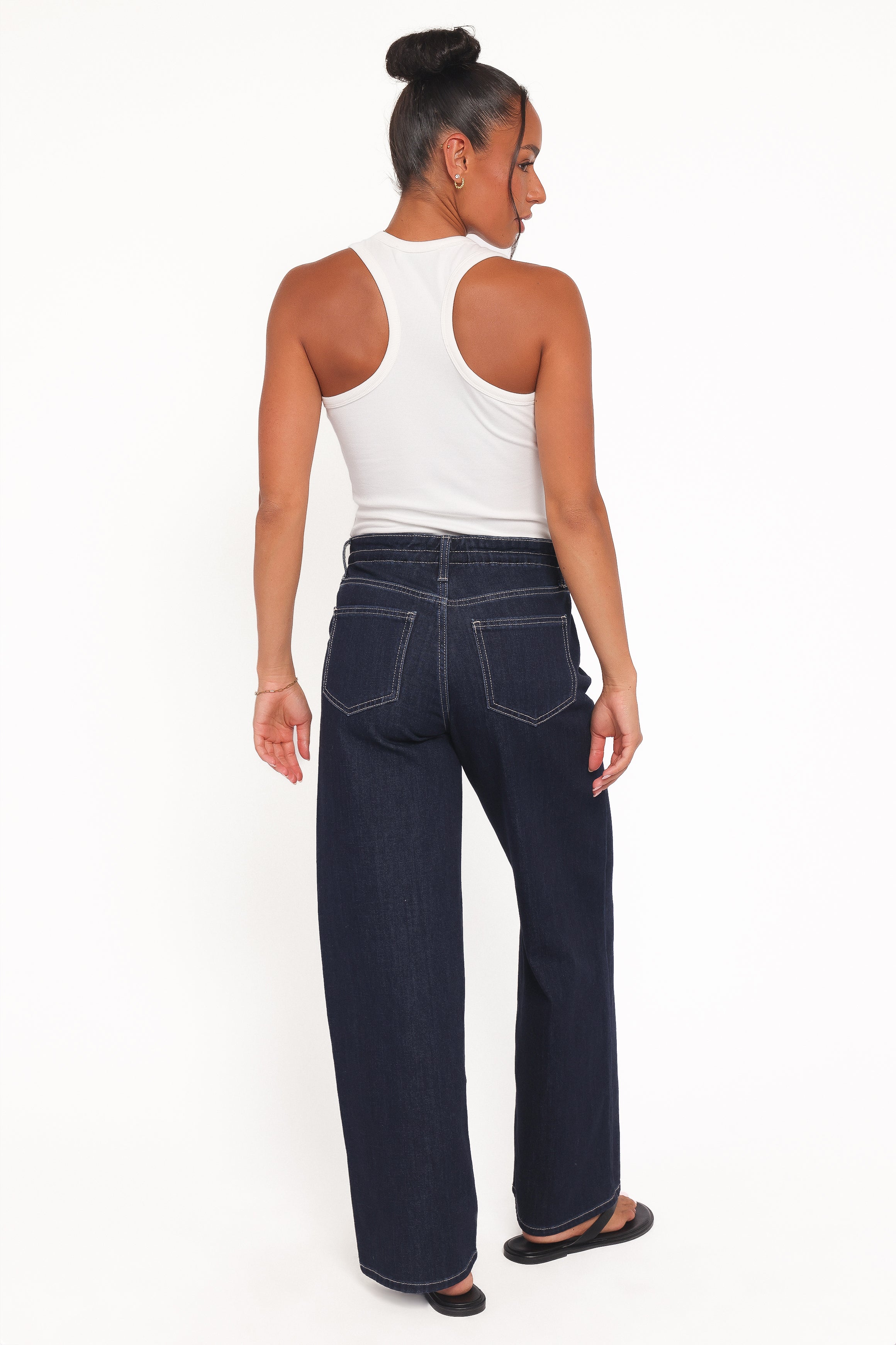 Petal and Pup USA BOTTOMS Clover Drawstring Wide Leg Jeans - Dark Wash