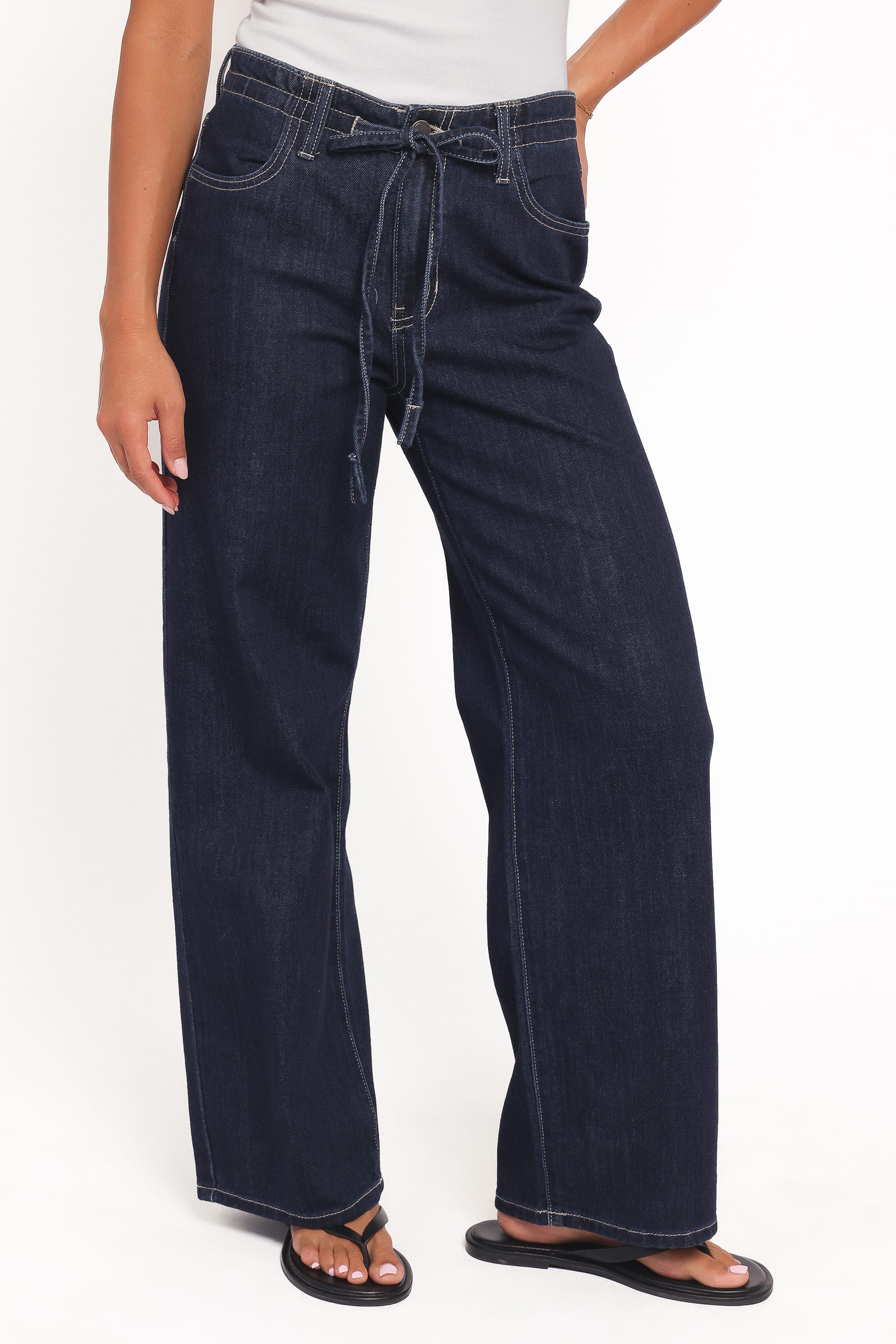 Petal and Pup USA BOTTOMS Clover Drawstring Wide Leg Jeans - Dark Wash