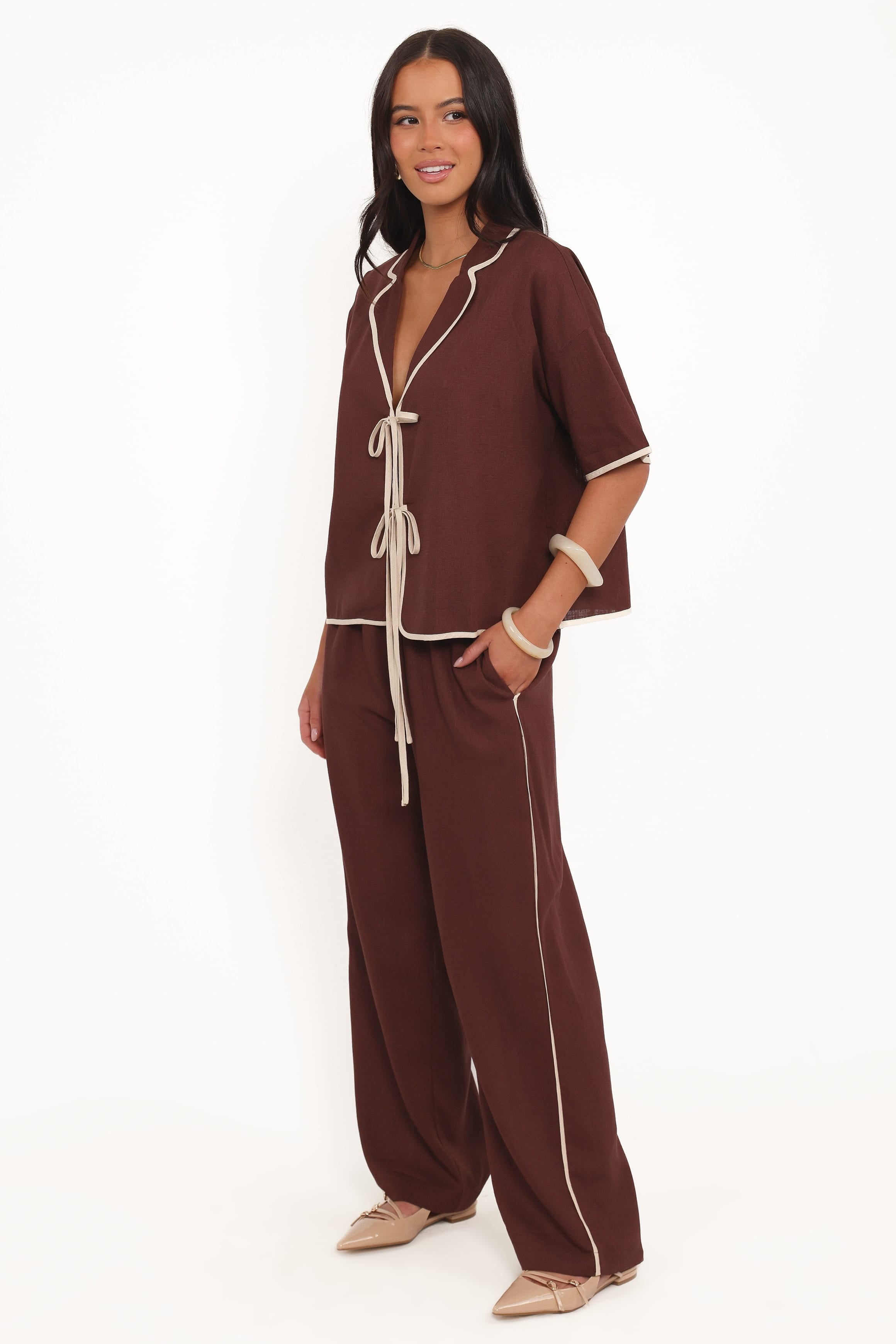 Petal and Pup USA BOTTOMS Dalton Pant - Brown Cream