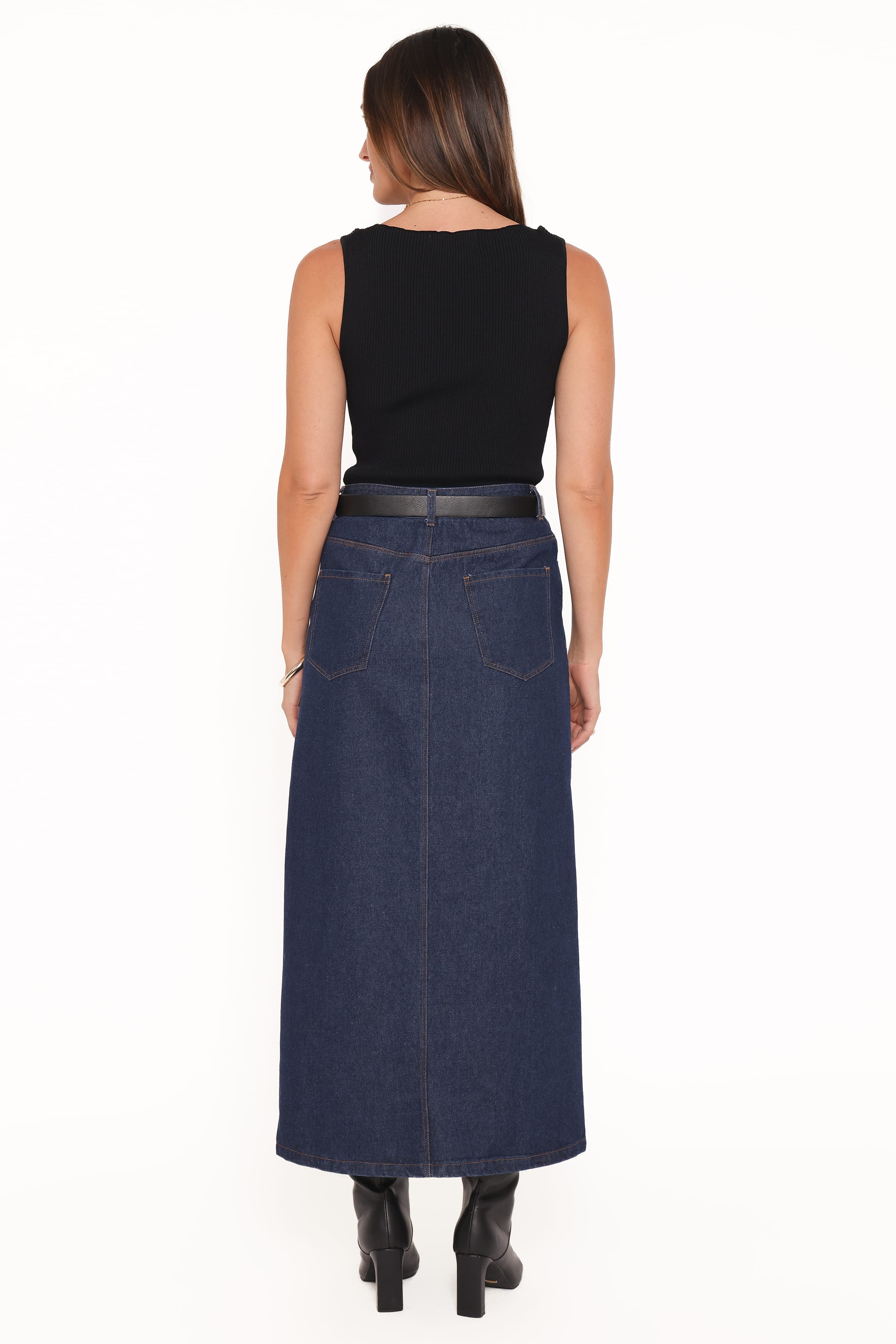 Petal and Pup USA BOTTOMS Dana Denim Midi Skirt - Midnight