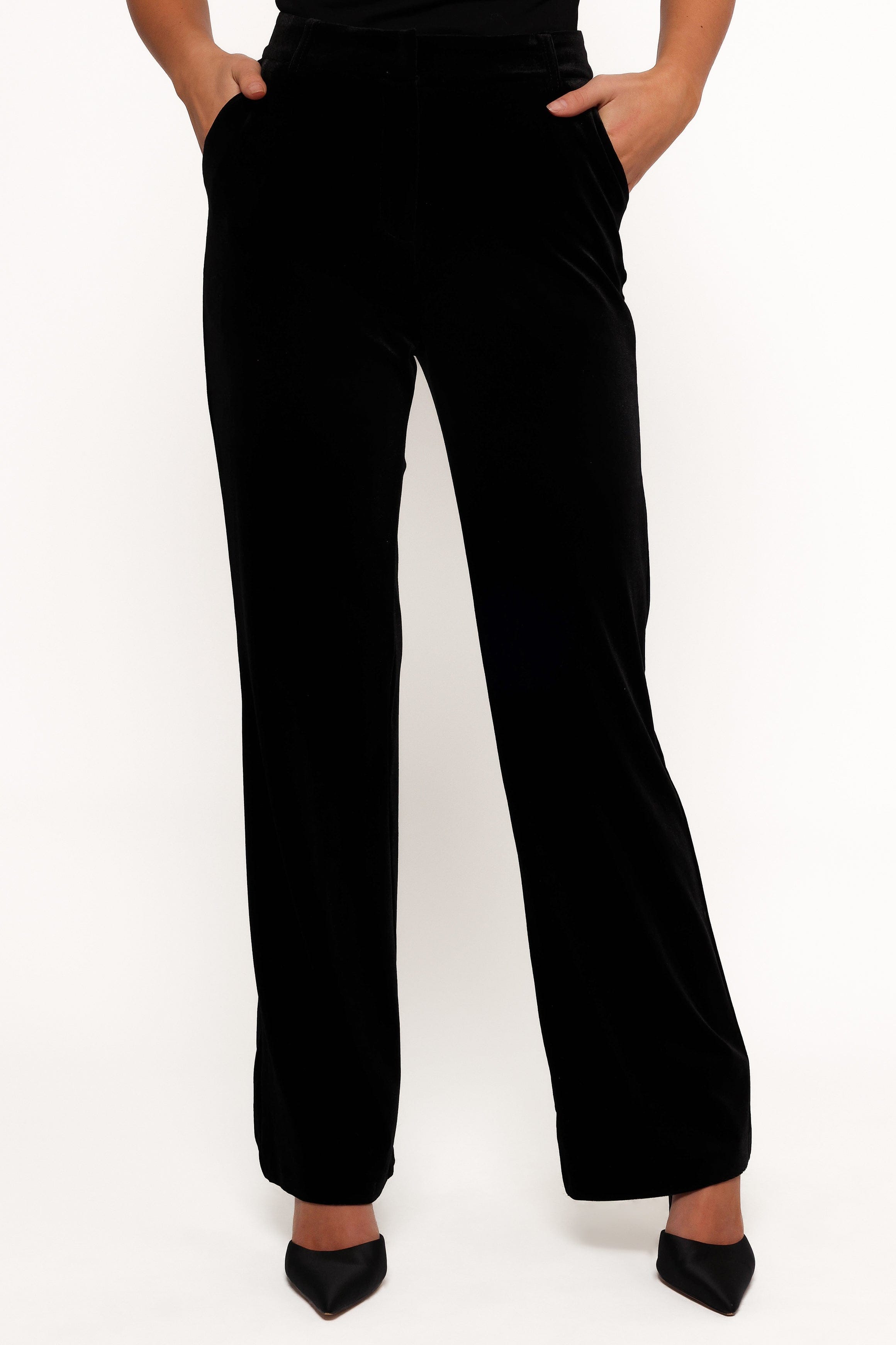 Petal and Pup USA BOTTOMS Darla Velvet Wide Leg Pants - Black