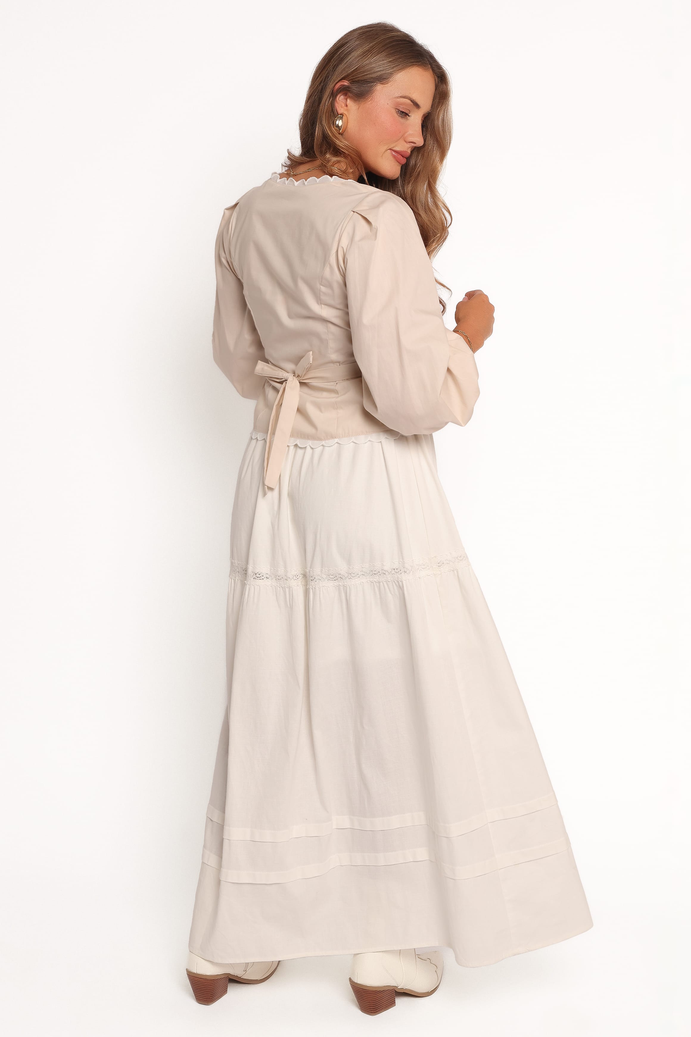 Petal and Pup USA BOTTOMS Darlia Tiered Maxi Skirt - White (Hold for Rack)