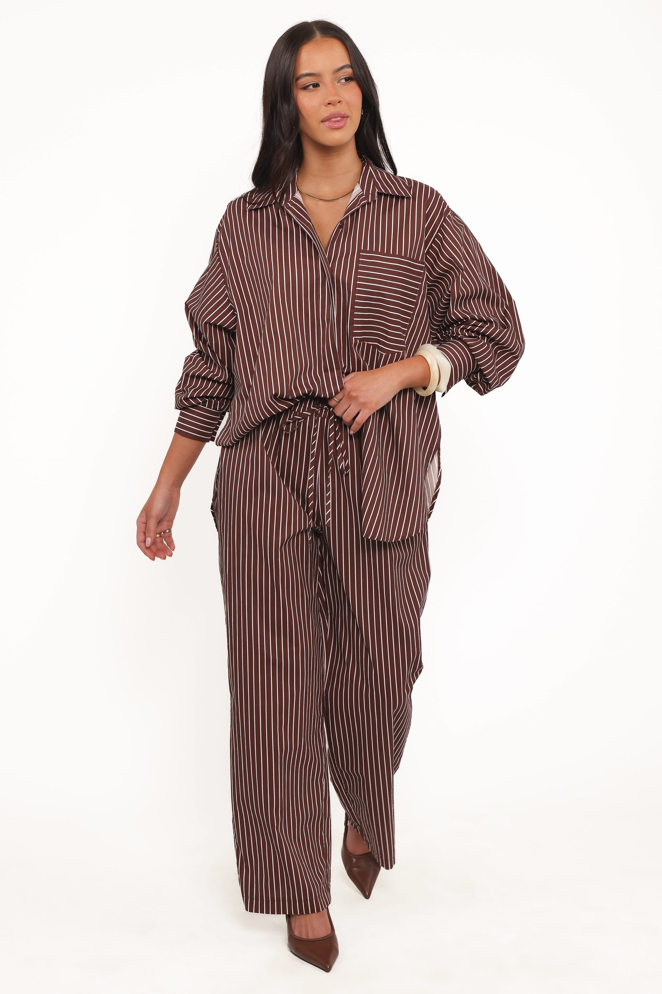 Petal and Pup USA BOTTOMS Darya Pants - Chocolate Stripe