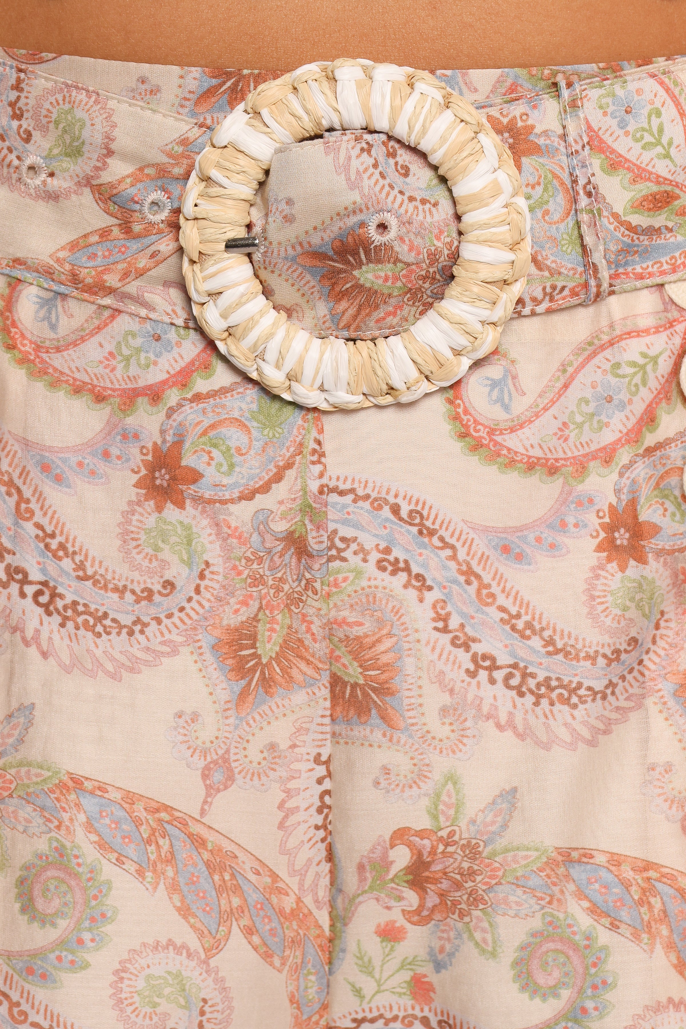 Petal and Pup USA BOTTOMS Davina Belted Shorts - Cream Multi