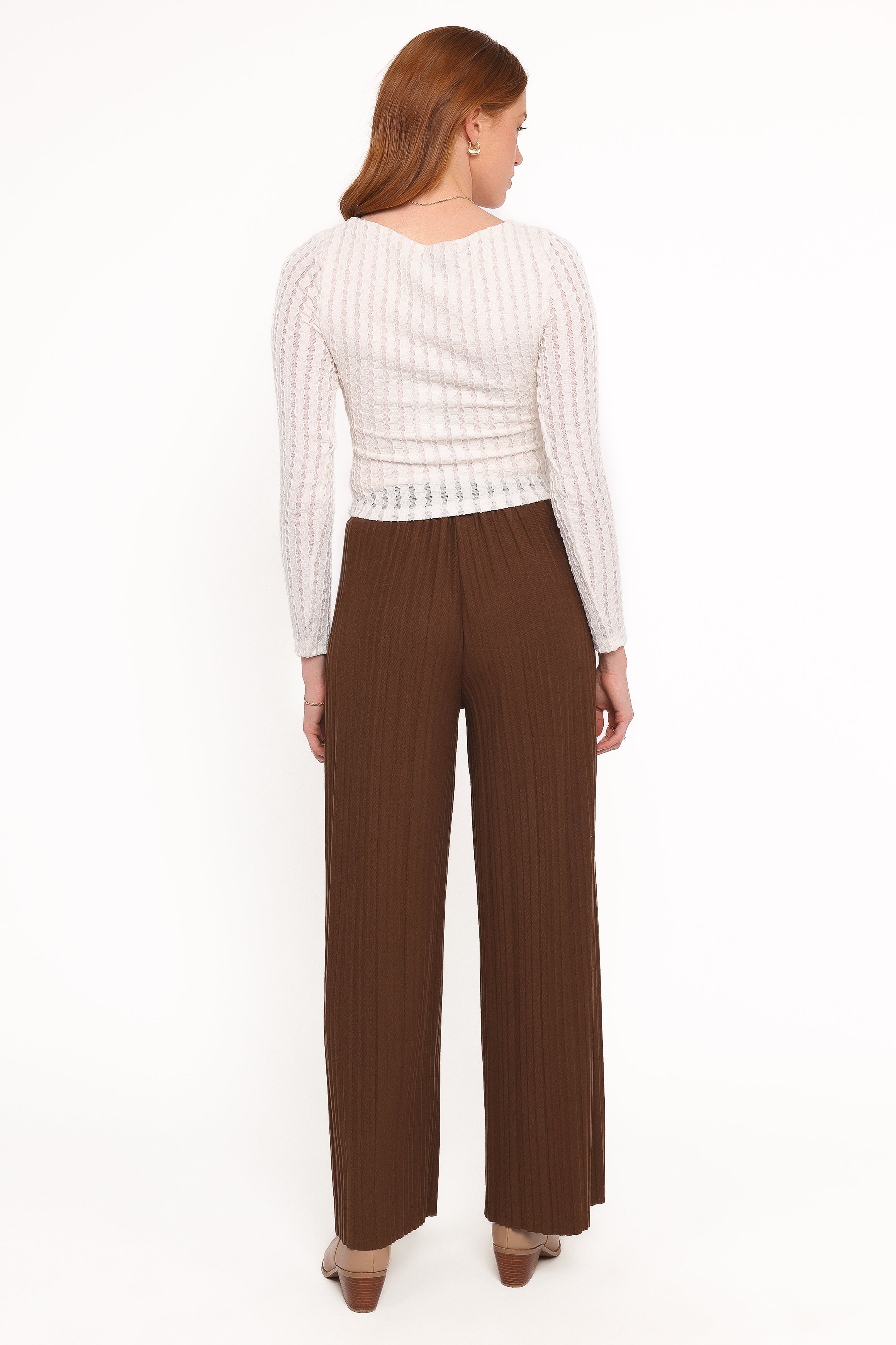 Petal and Pup USA BOTTOMS Davis Pleated Knit Pant - Brown