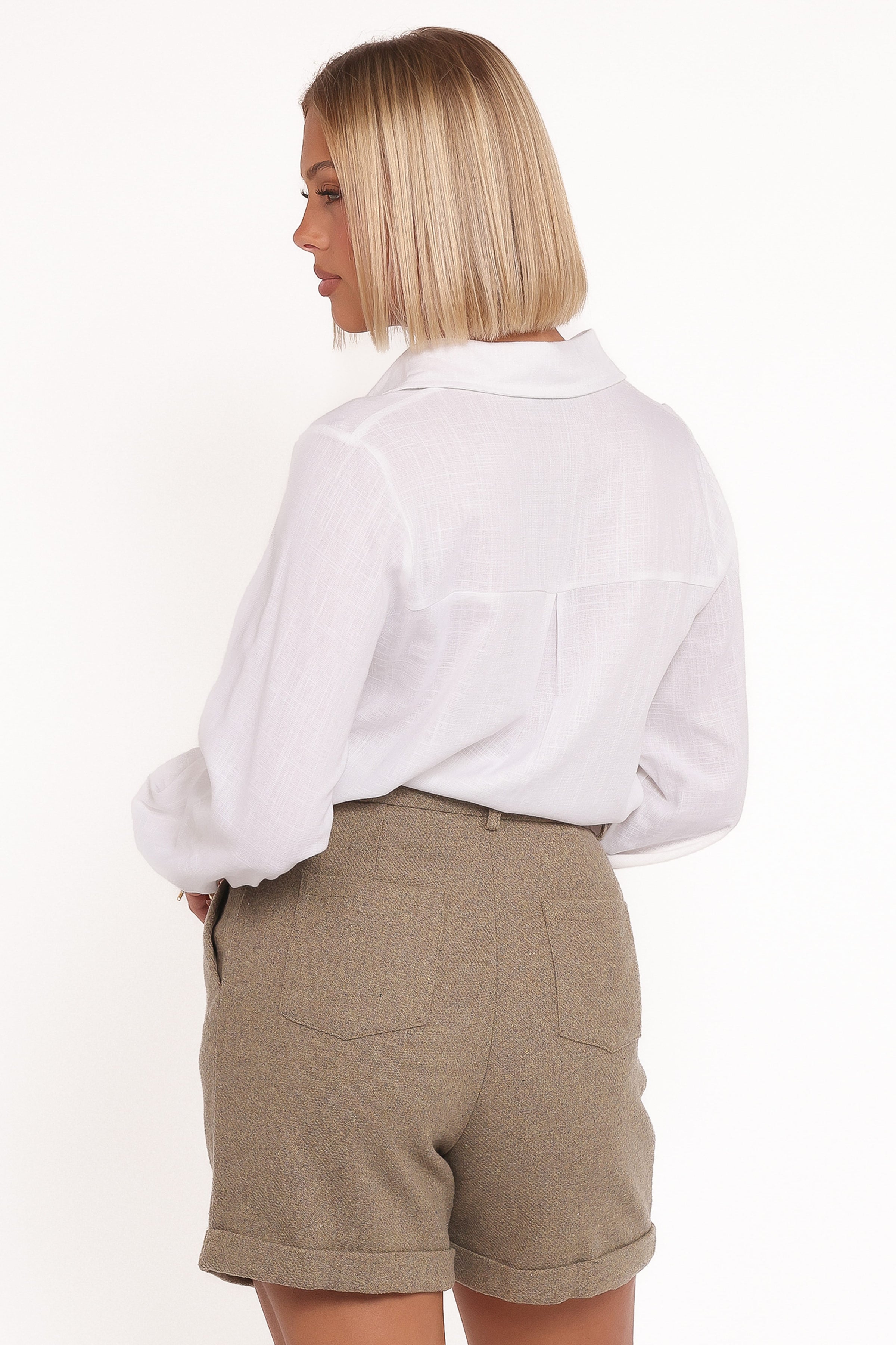 Petal and Pup USA BOTTOMS Denise Tailored Shorts - Taupe