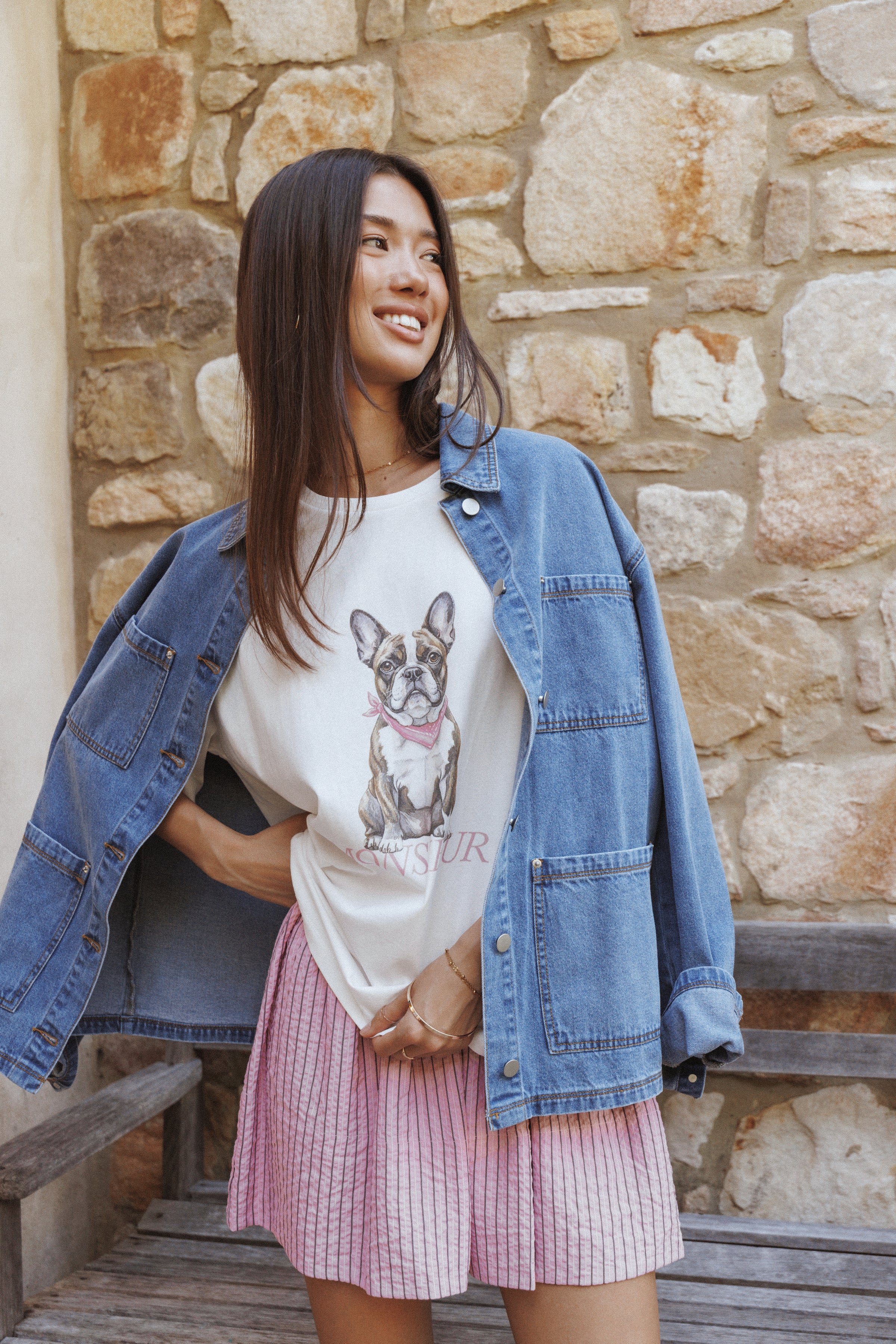 Petal and Pup USA BOTTOMS Domitia Mini Aline Skirt - Pink White Stripe