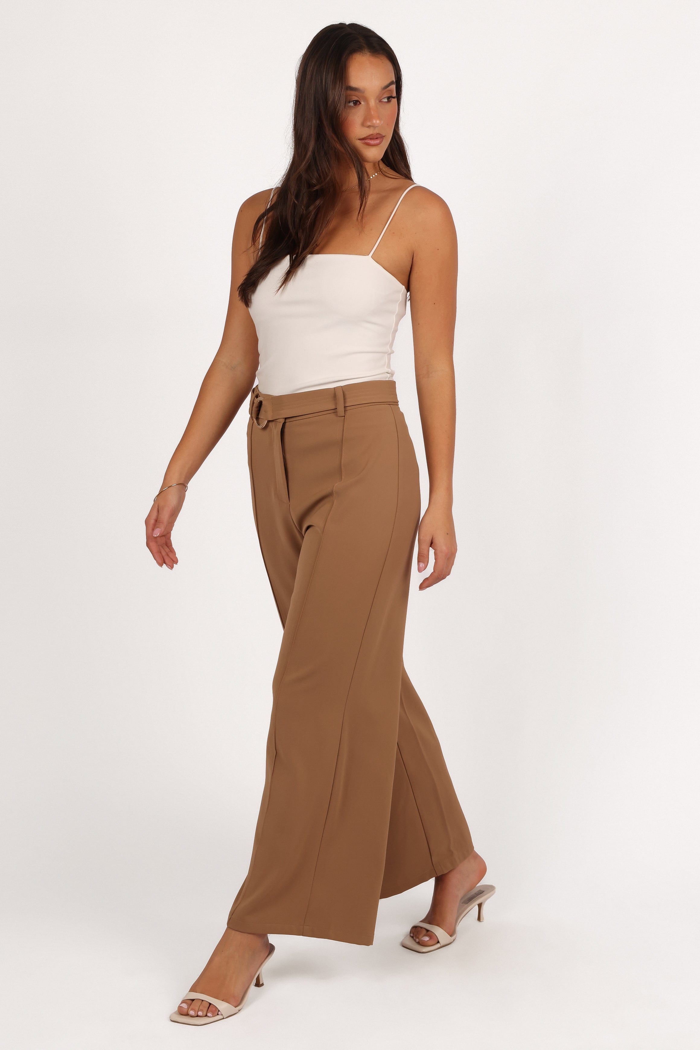 Petal and Pup USA BOTTOMS Elaine Belted Pant - Mocha (Hold for Rack)