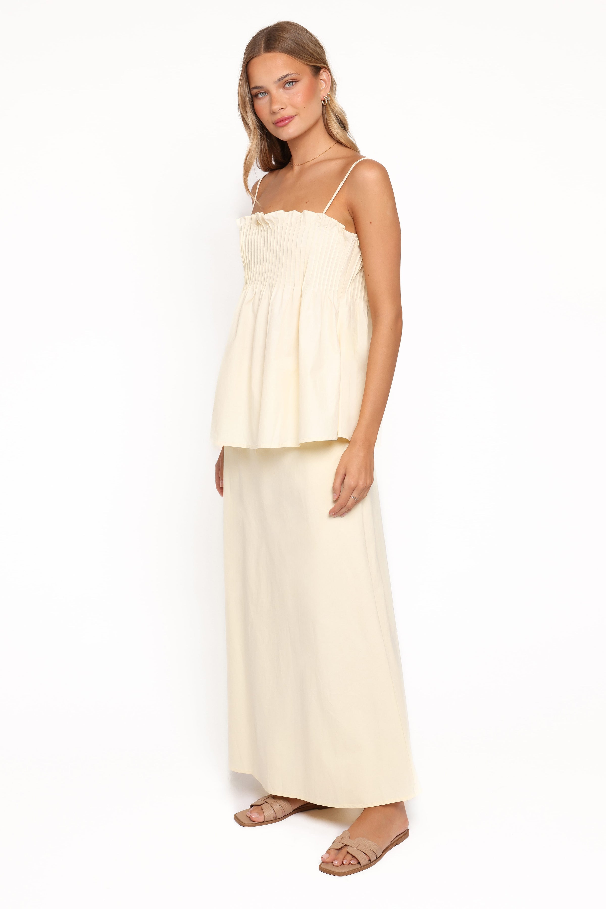 Petal and Pup USA BOTTOMS Elena Cotton Maxi Skirt - Butter Yellow