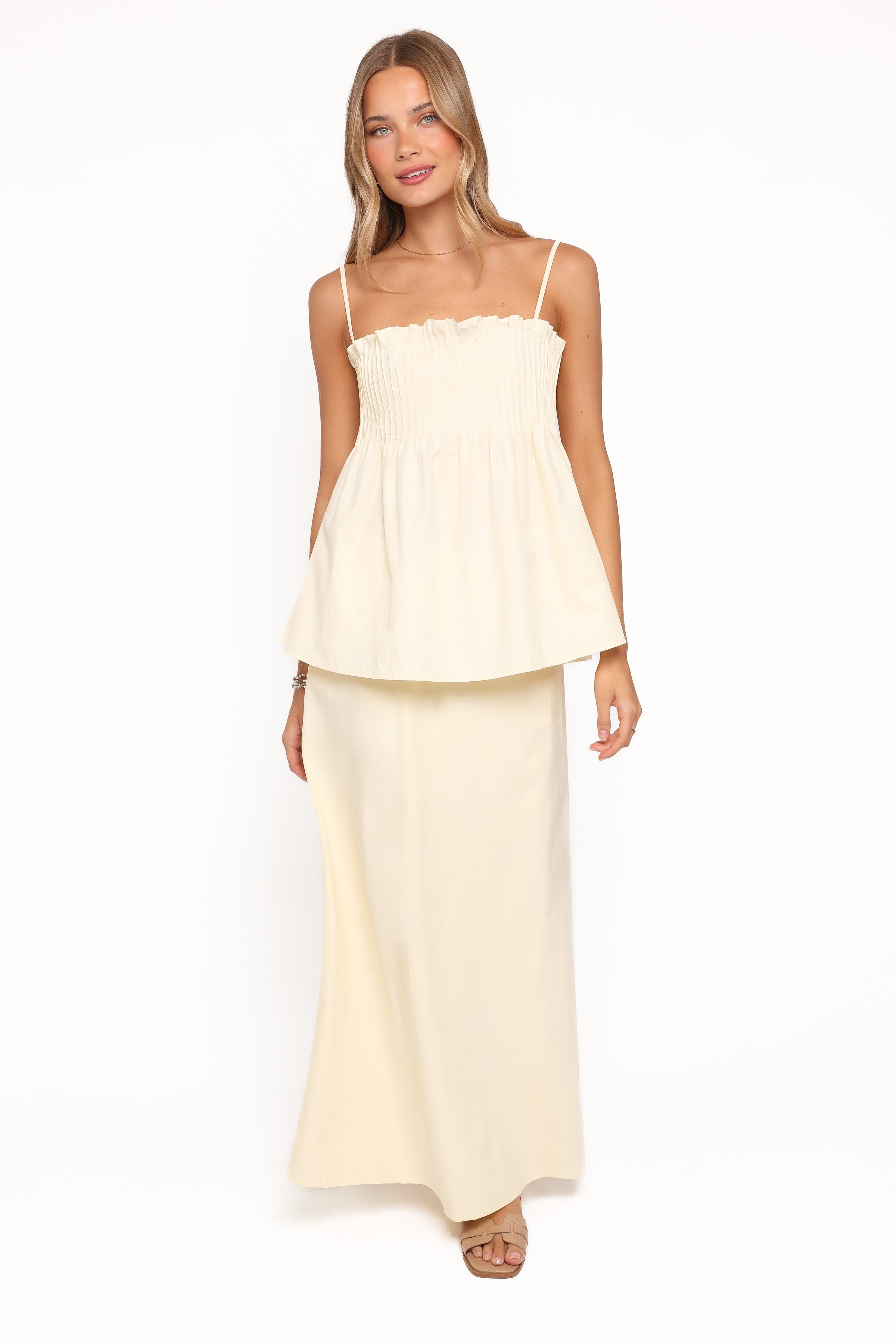 Petal and Pup USA BOTTOMS Elena Cotton Maxi Skirt - Butter Yellow