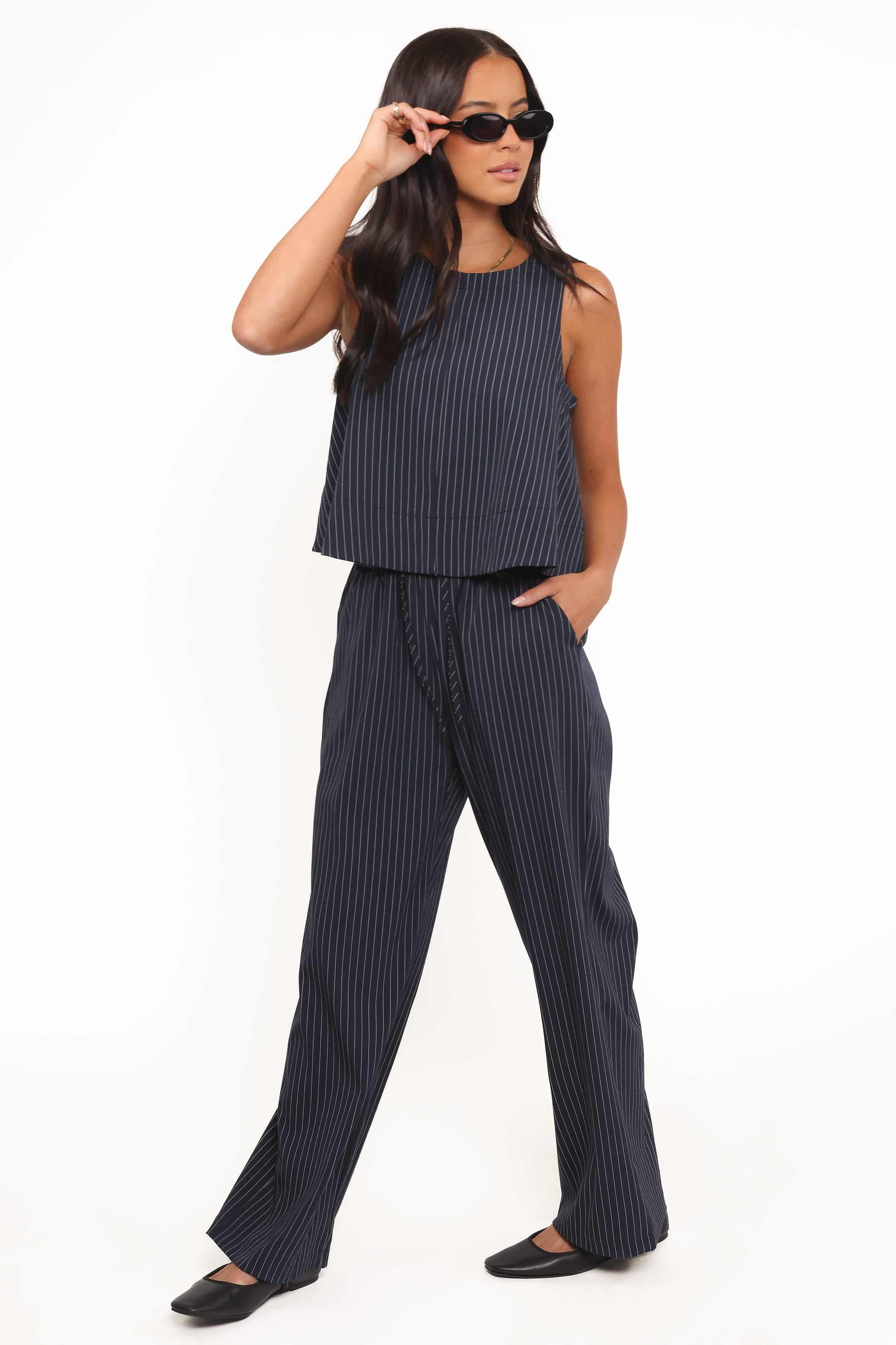 Petal and Pup USA BOTTOMS Elijah Pants - Navy White Stripe