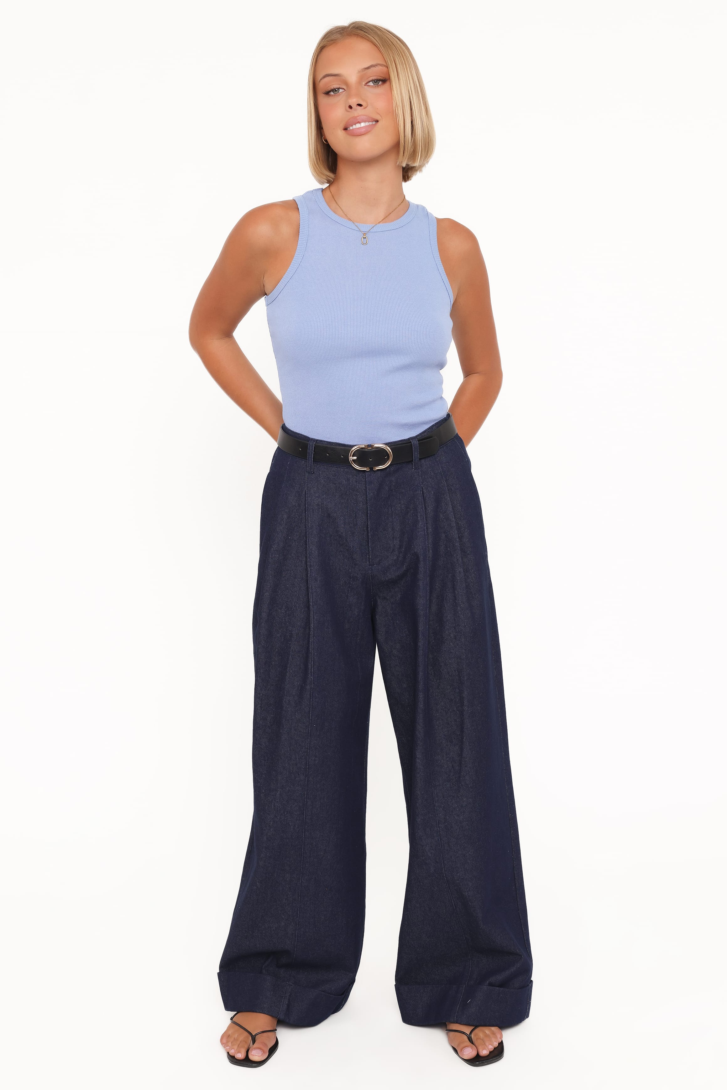 Petal and Pup USA BOTTOMS Elinor Cuffed Denim Pant - Dark Wash