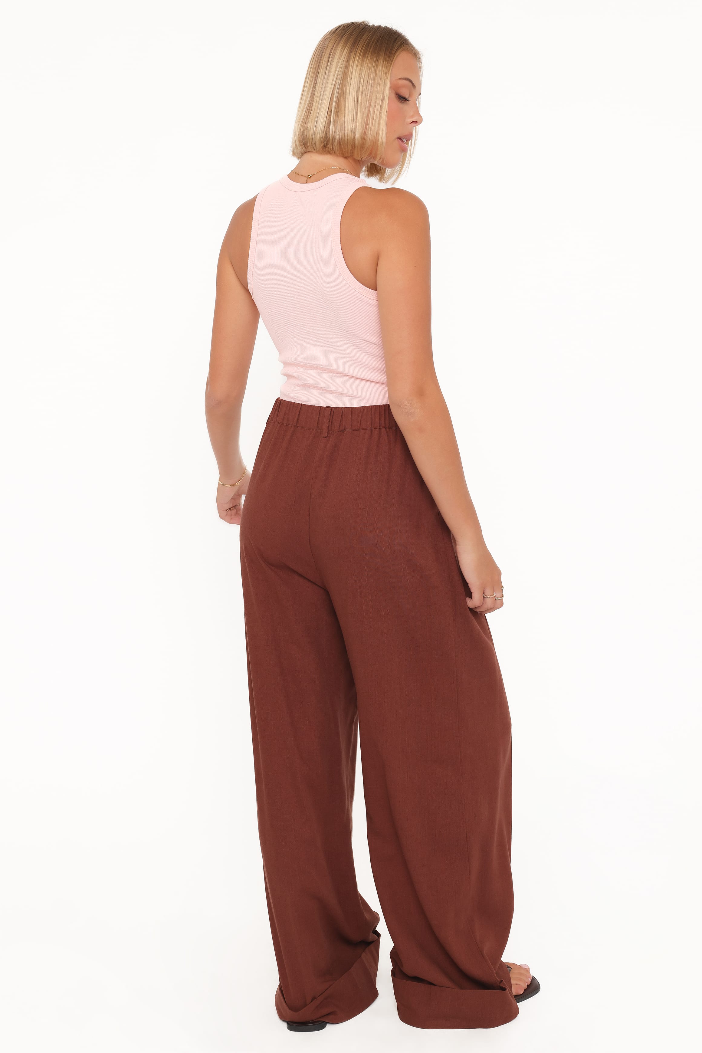 Petal and Pup USA BOTTOMS Elinor Cuffed Linen Pant - Brown