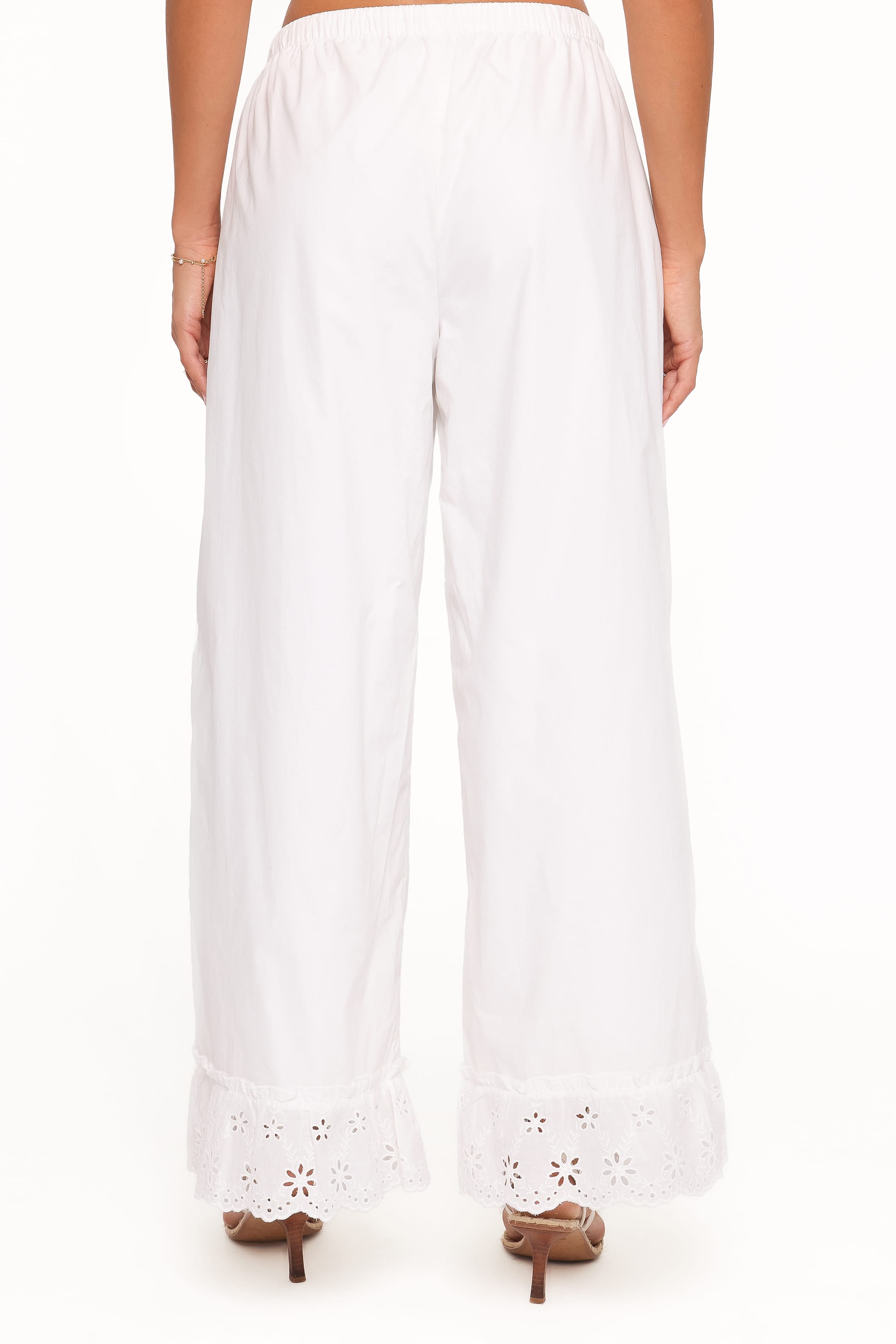 Petal and Pup USA BOTTOMS Eliska Frill Hem Pant - White