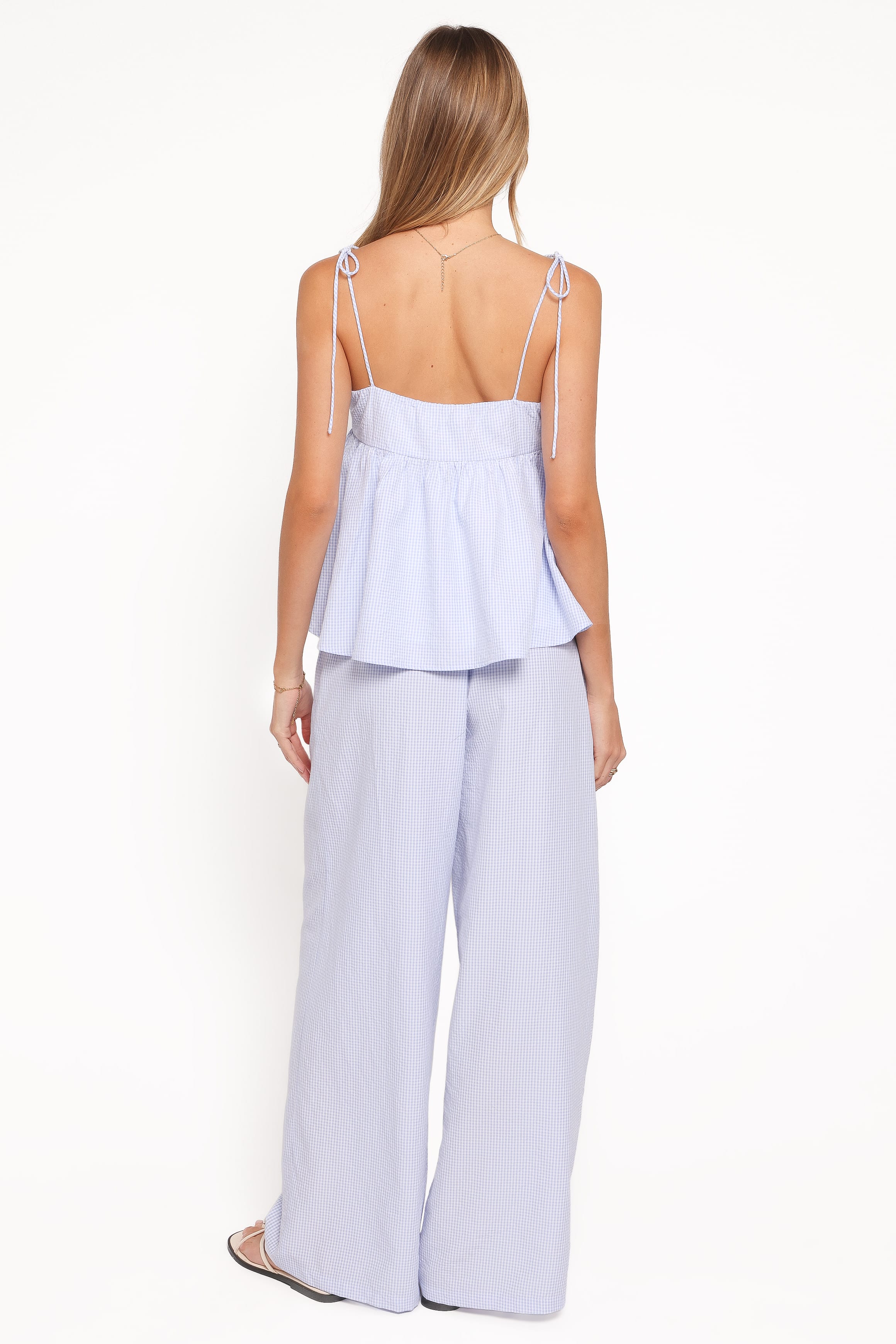 Petal and Pup USA BOTTOMS Elowen Wide Leg Pants - Blue Gingham