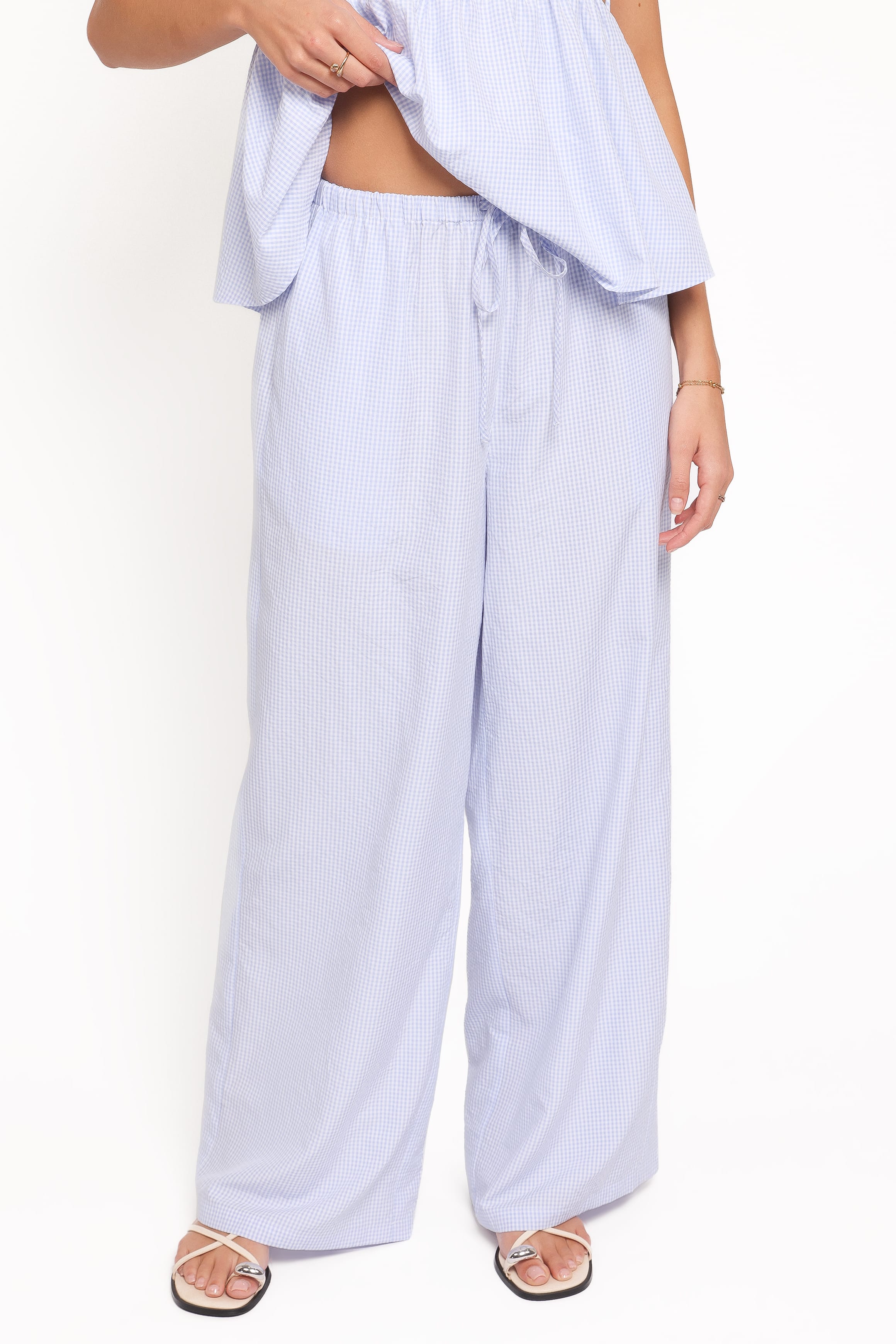 Petal and Pup USA BOTTOMS Elowen Wide Leg Pants - Blue Gingham