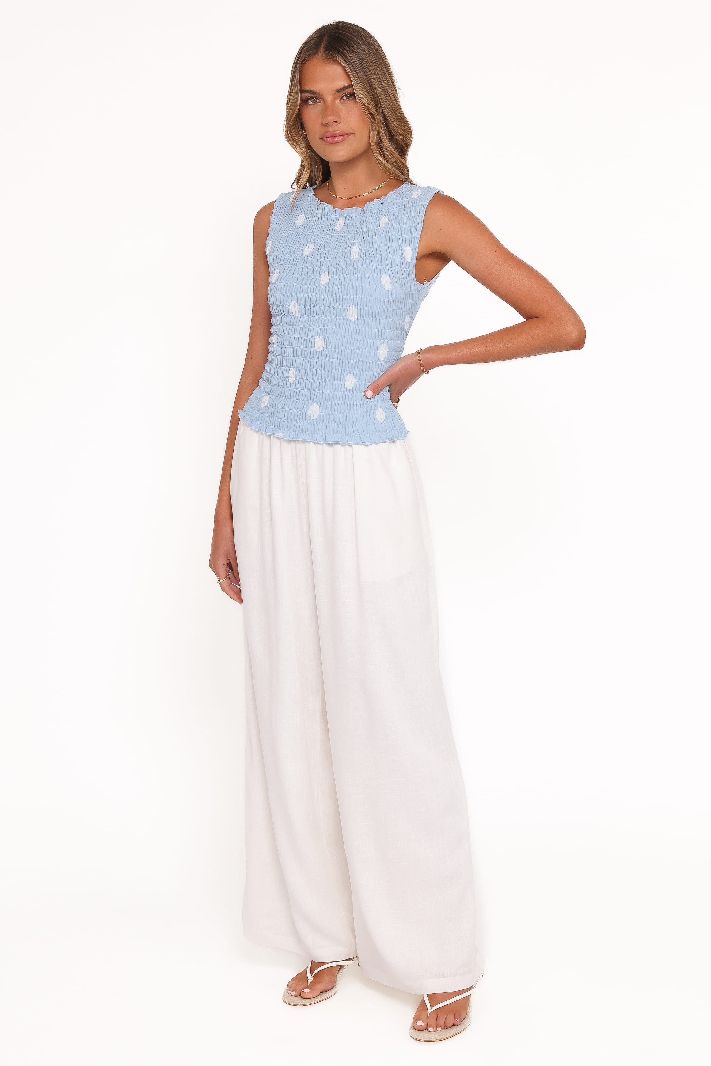 Petal and Pup USA BOTTOMS Elowen Wide Leg Pants - White